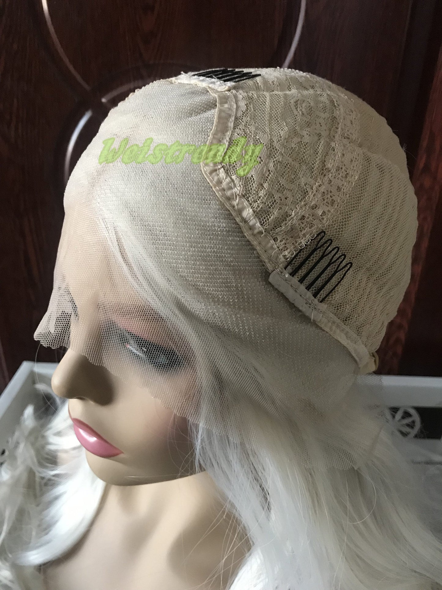 Long Curly Wave Platinum Blonde Synthetic Lace Front Wig Multi Part for White Women