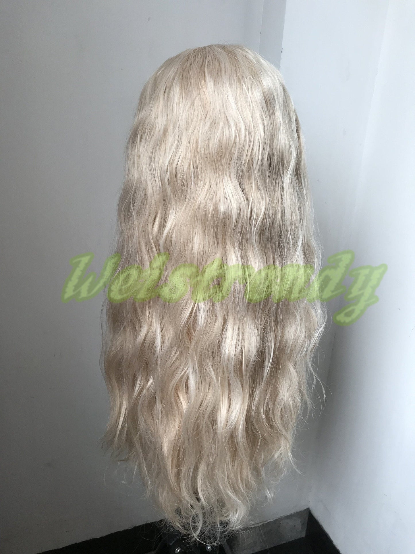 Mixed Platinum Blonde Peach Tone Blonde Long Loose Waves Hair Wig Premium Synthetic Soft Swiss Lace Front Wig Free Parting