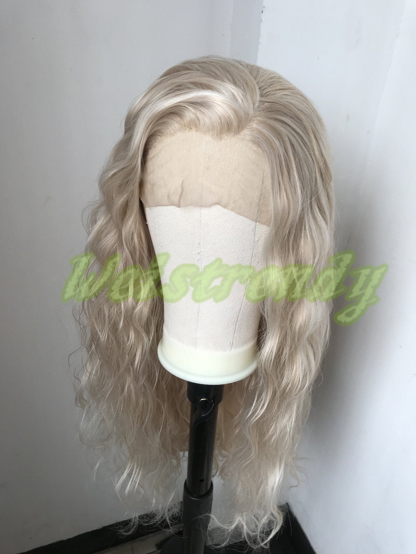 Mixed Platinum Blonde Peach Tone Blonde Long Loose Waves Hair Wig Premium Synthetic Soft Swiss Lace Front Wig Free Parting