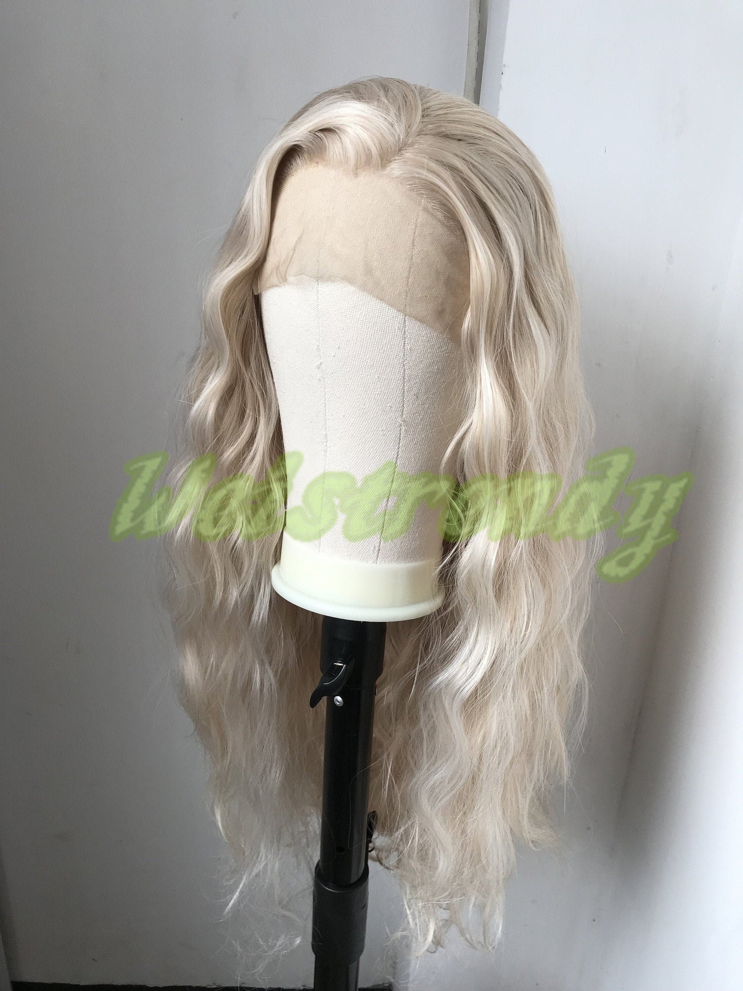 Mixed Platinum Blonde Peach Tone Blonde Long Loose Waves Hair Wig Premium Synthetic Soft Swiss Lace Front Wig Free Parting