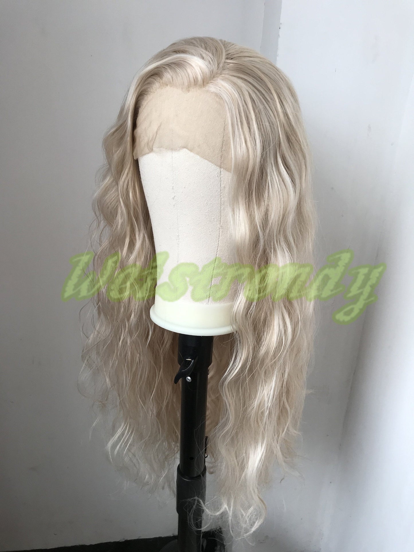 Mixed Platinum Blonde Peach Tone Blonde Long Loose Waves Hair Wig Premium Synthetic Soft Swiss Lace Front Wig Free Parting