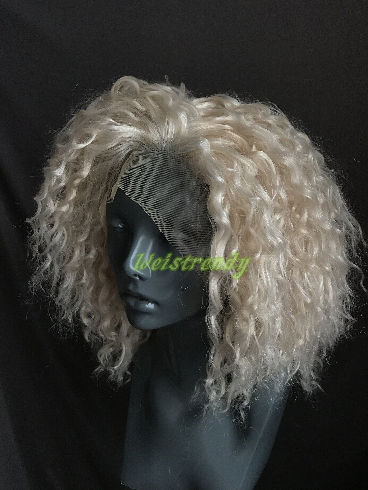 Pale Blonde Mixed Blonde Short Afro Curly Wigs Synthetic Lace frontal Wigs