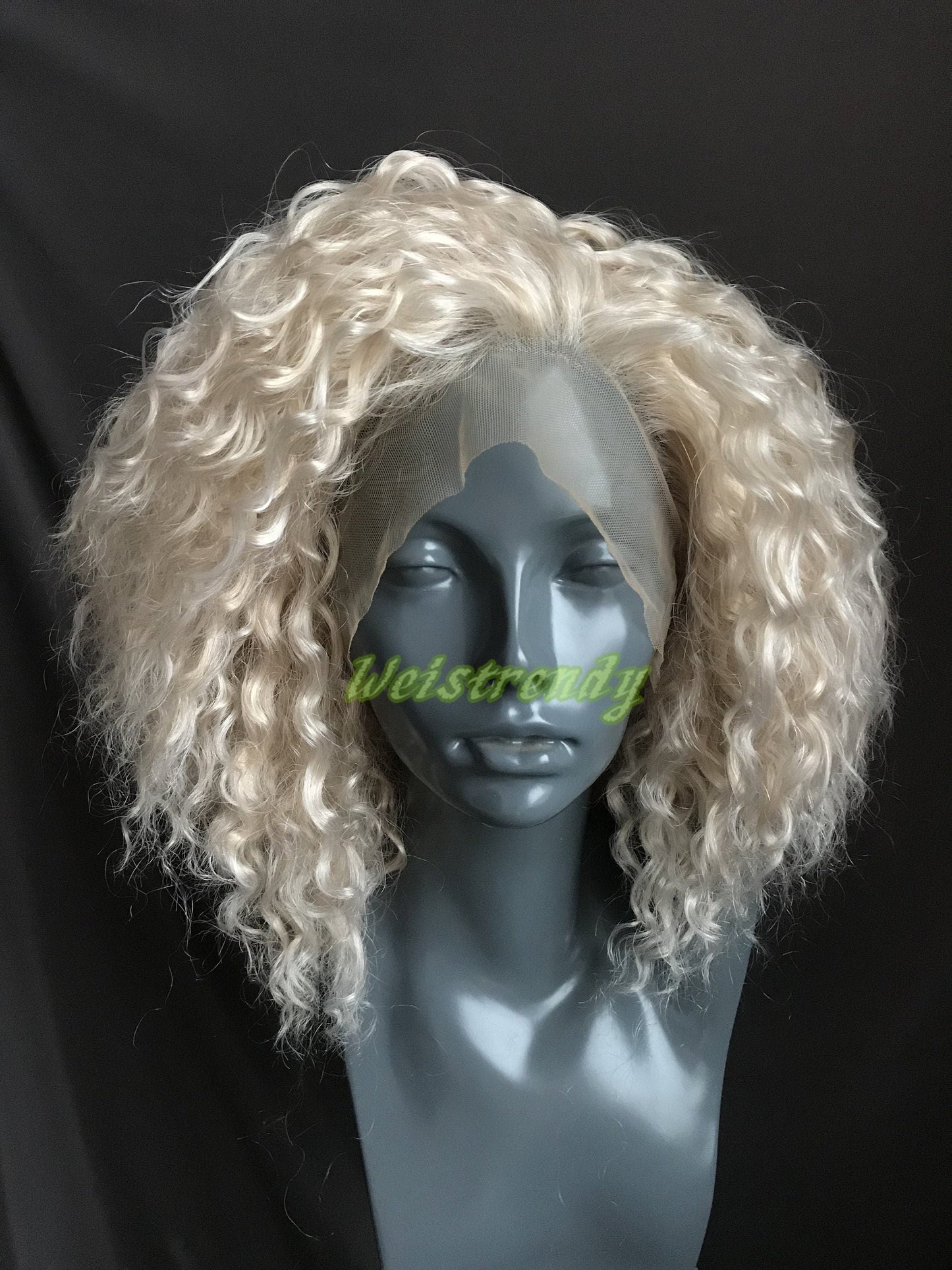 Pale Blonde Mixed Blonde Short Afro Curly Wigs Synthetic Lace frontal Wigs