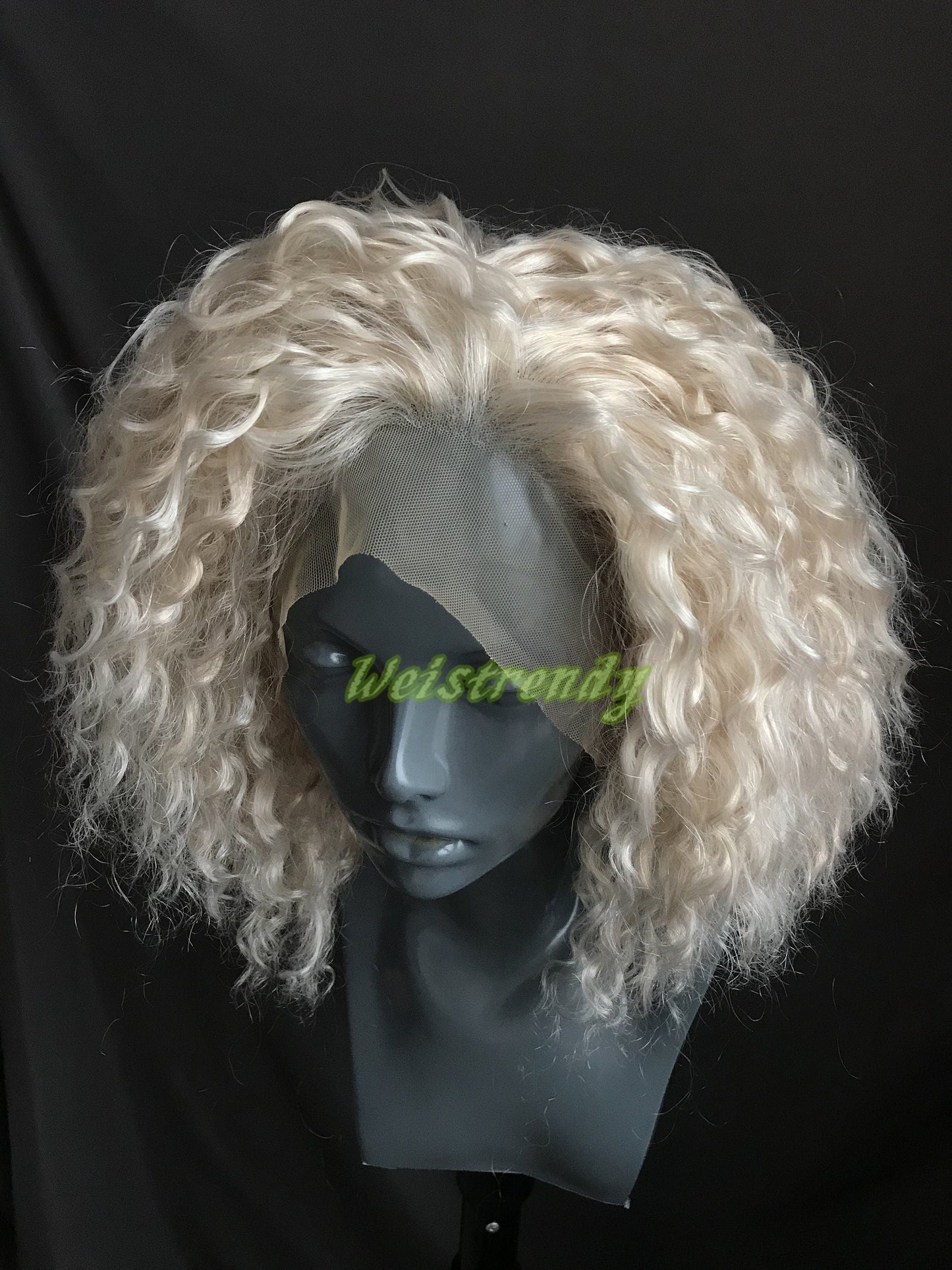Pale Blonde Mixed Blonde Short Afro Curly Wigs Synthetic Lace frontal Wigs