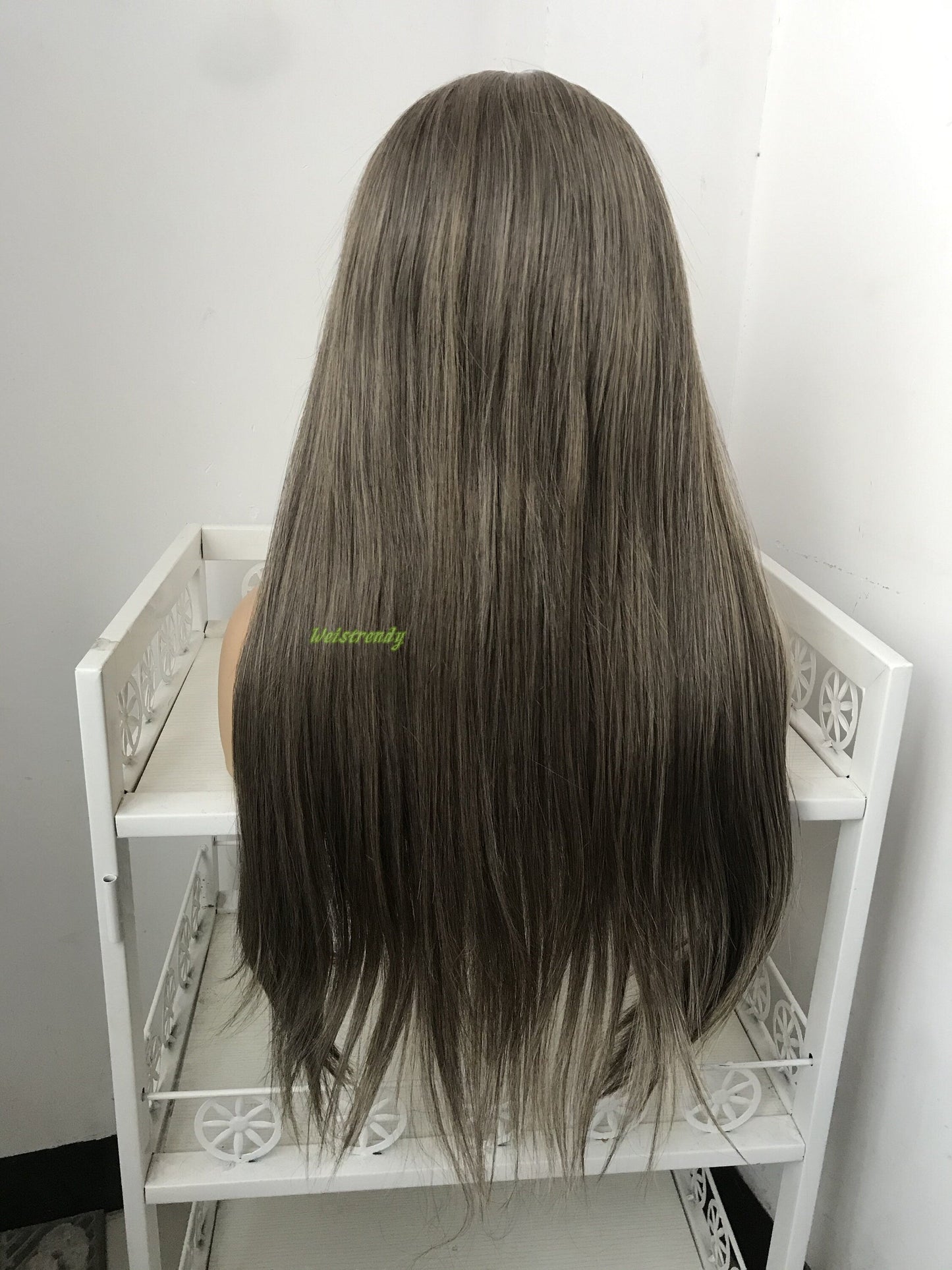 Dark Brunette Blend Long Straight Hair Premium Synthetic Lace Frontal Wig Heat Friendly
