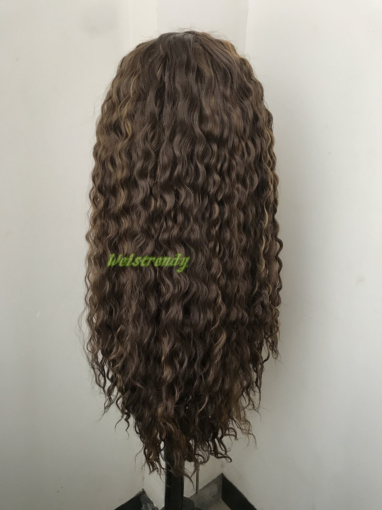 Mixed Brown Light Brown Highlights Long waves Hair Premium Synthetic Fibre Heat Safe Lace Frontal Wig
