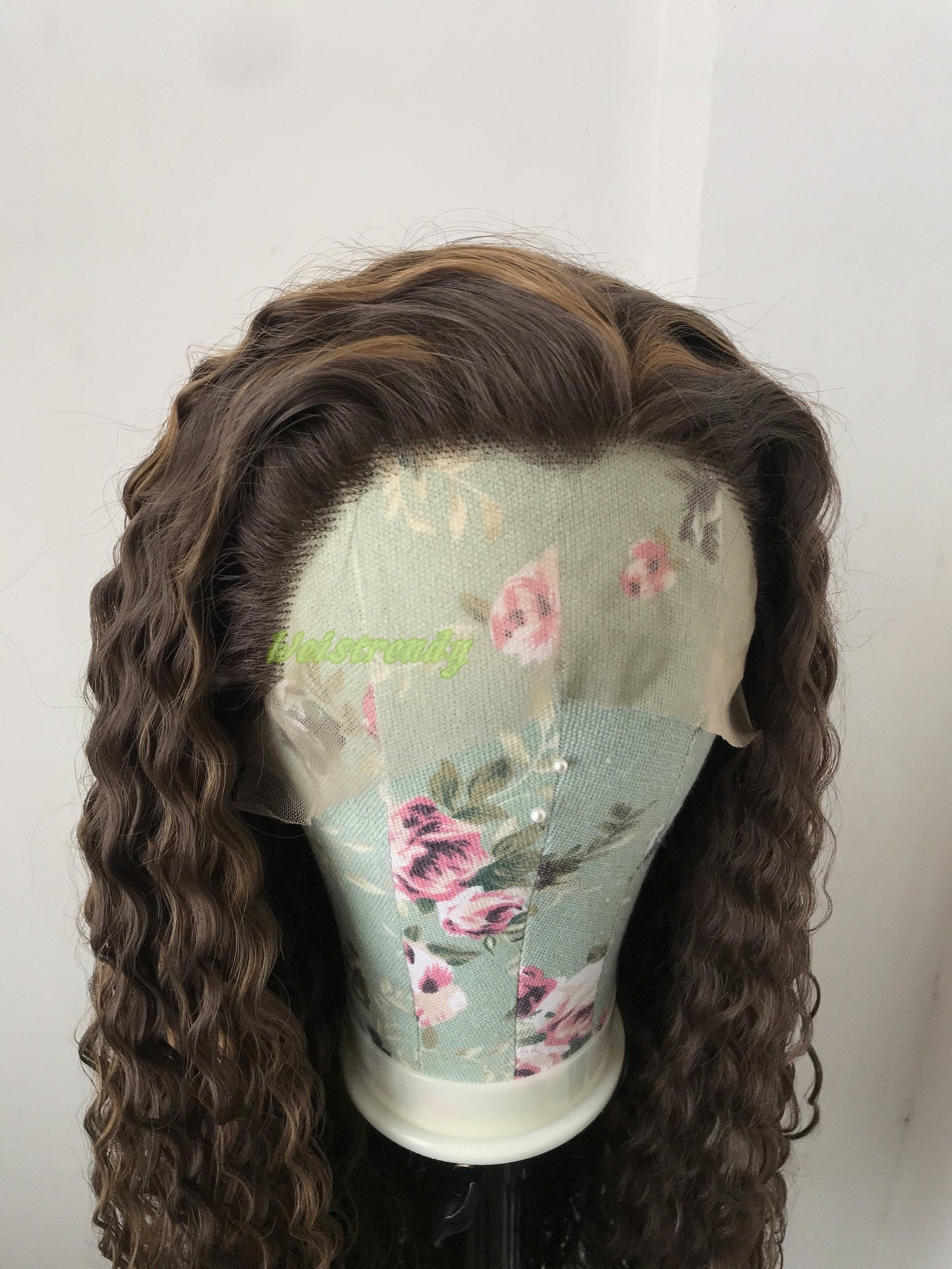 Mixed Brown Light Brown Highlights Long waves Hair Premium Synthetic Fibre Heat Safe Lace Frontal Wig