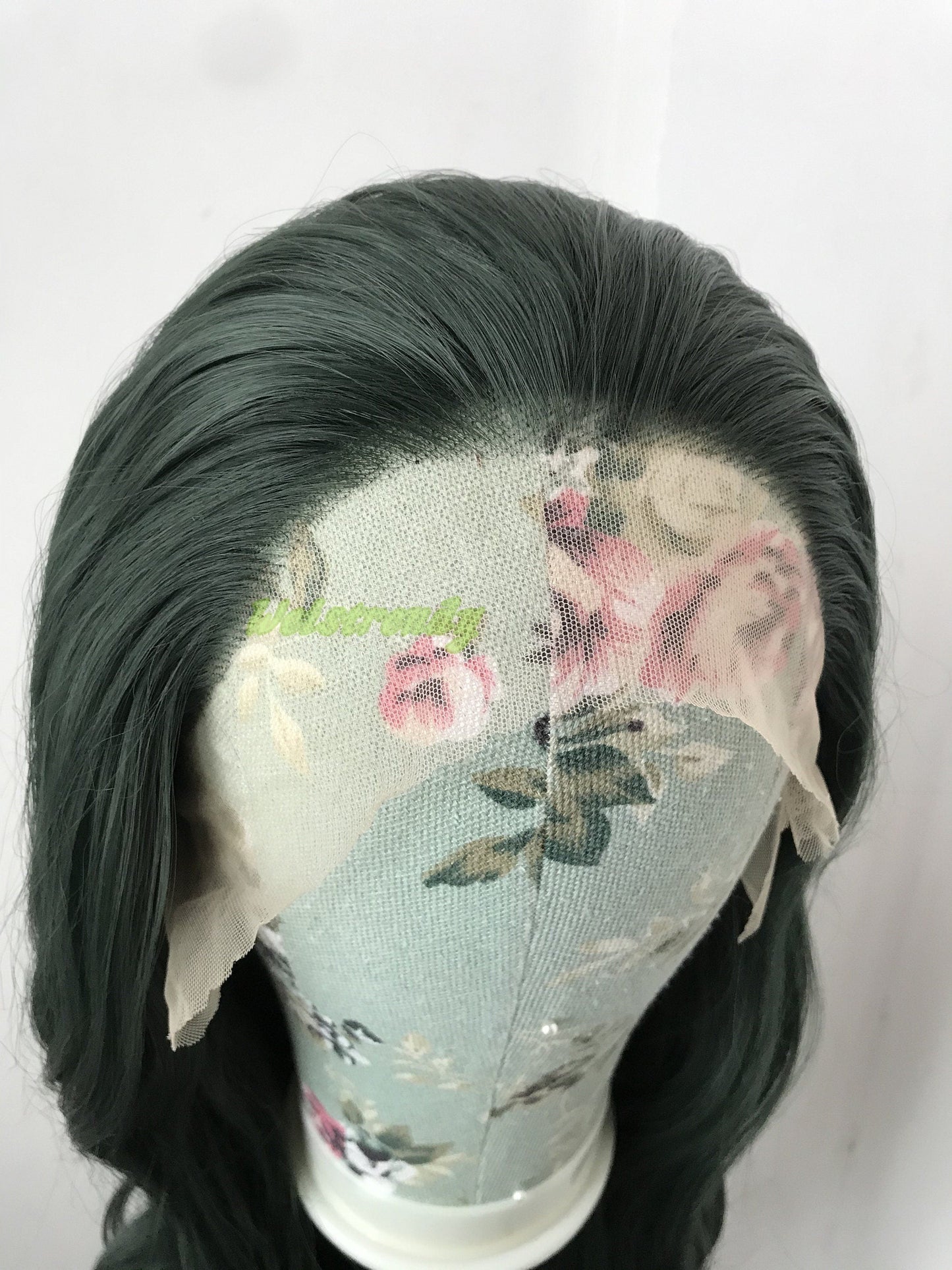 Dark Green | Christmas Green Long Wavy Hair Multi Part Premium Synthetic Soft Swiss Lace Wig Heat Friendly