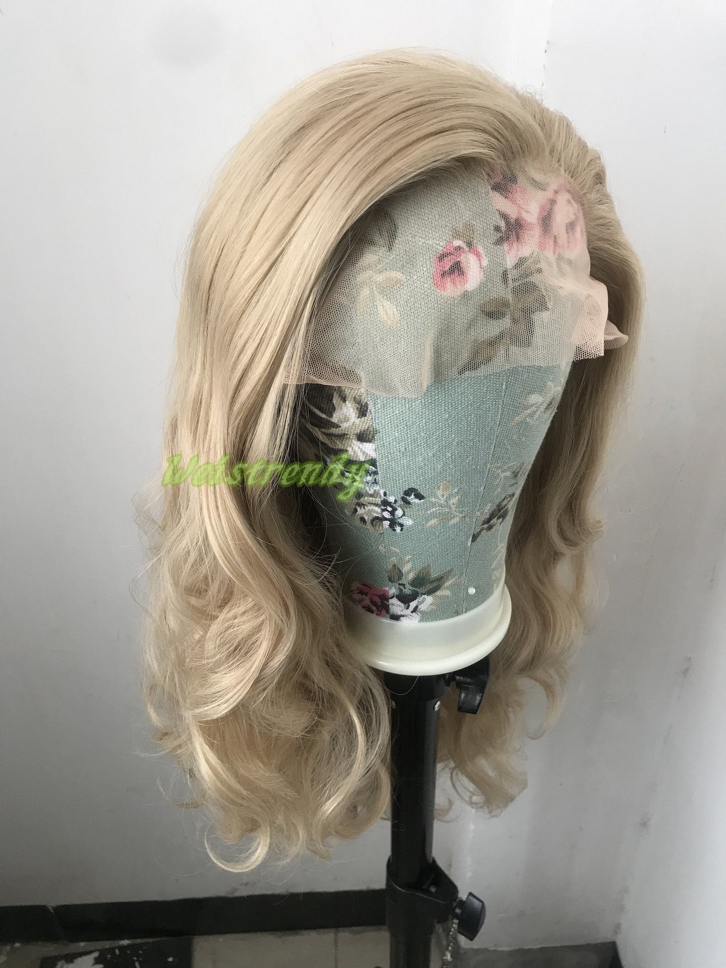 Ash Blonde Long Curls Wavy Hair Hair Premium Synthetic Lace frontal Wig Heat Safe