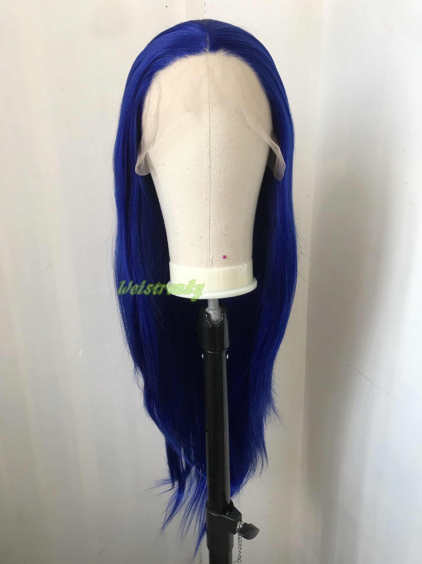Bright Blue Long Straight Hair Premium Synthetic Lace Frontal Wigs Multi Part | Heat Safe