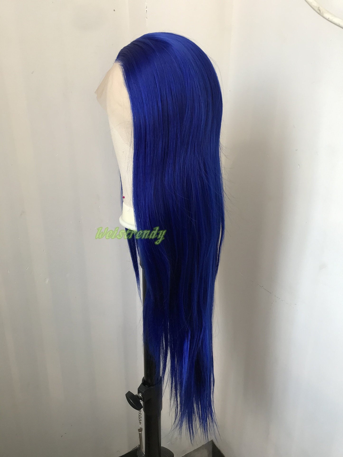 Bright Blue Long Straight Hair Premium Synthetic Lace Frontal Wigs Multi Part | Heat Safe