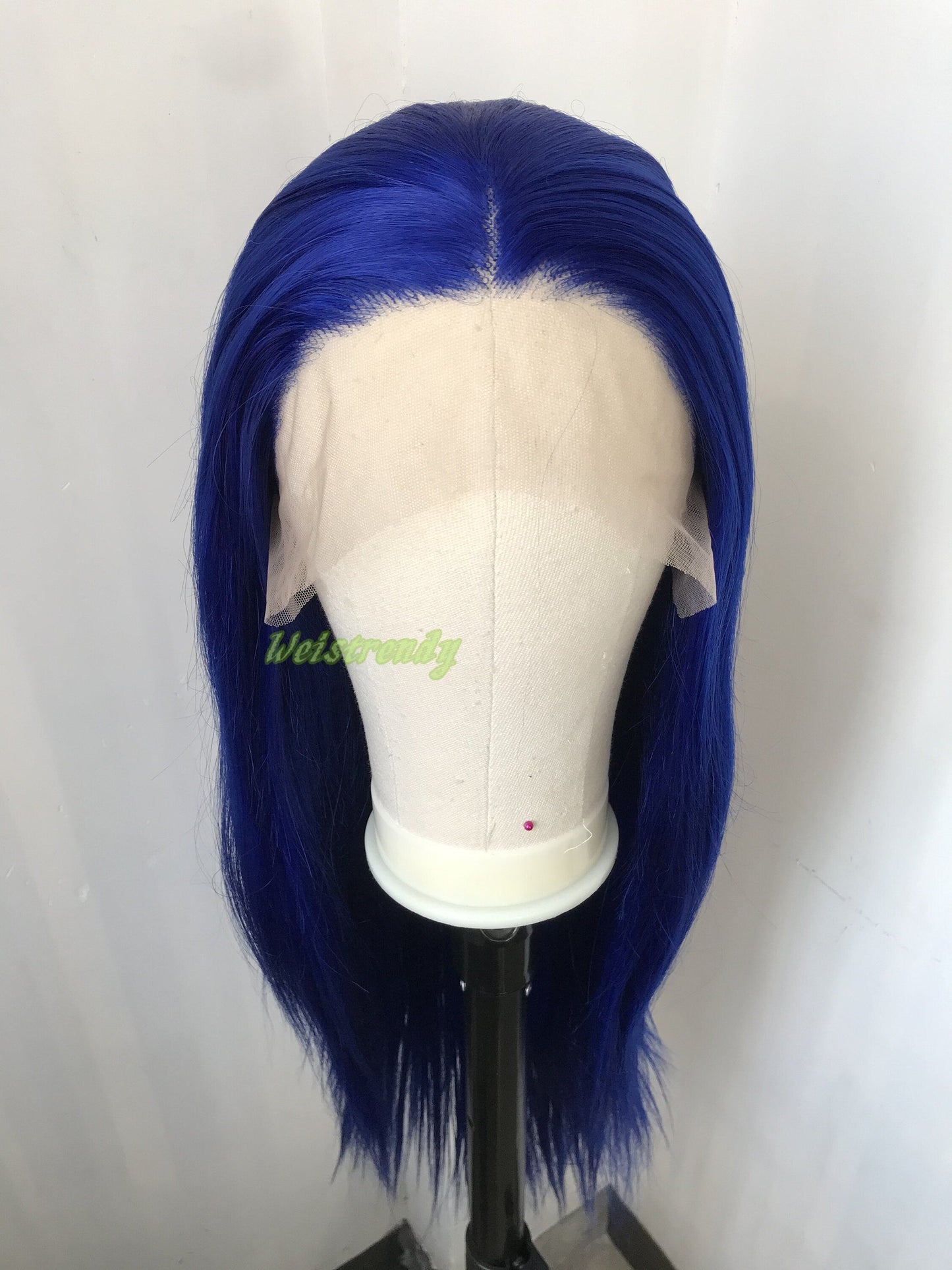 Bright Blue Long Straight Hair Premium Synthetic Lace Frontal Wigs Multi Part | Heat Safe