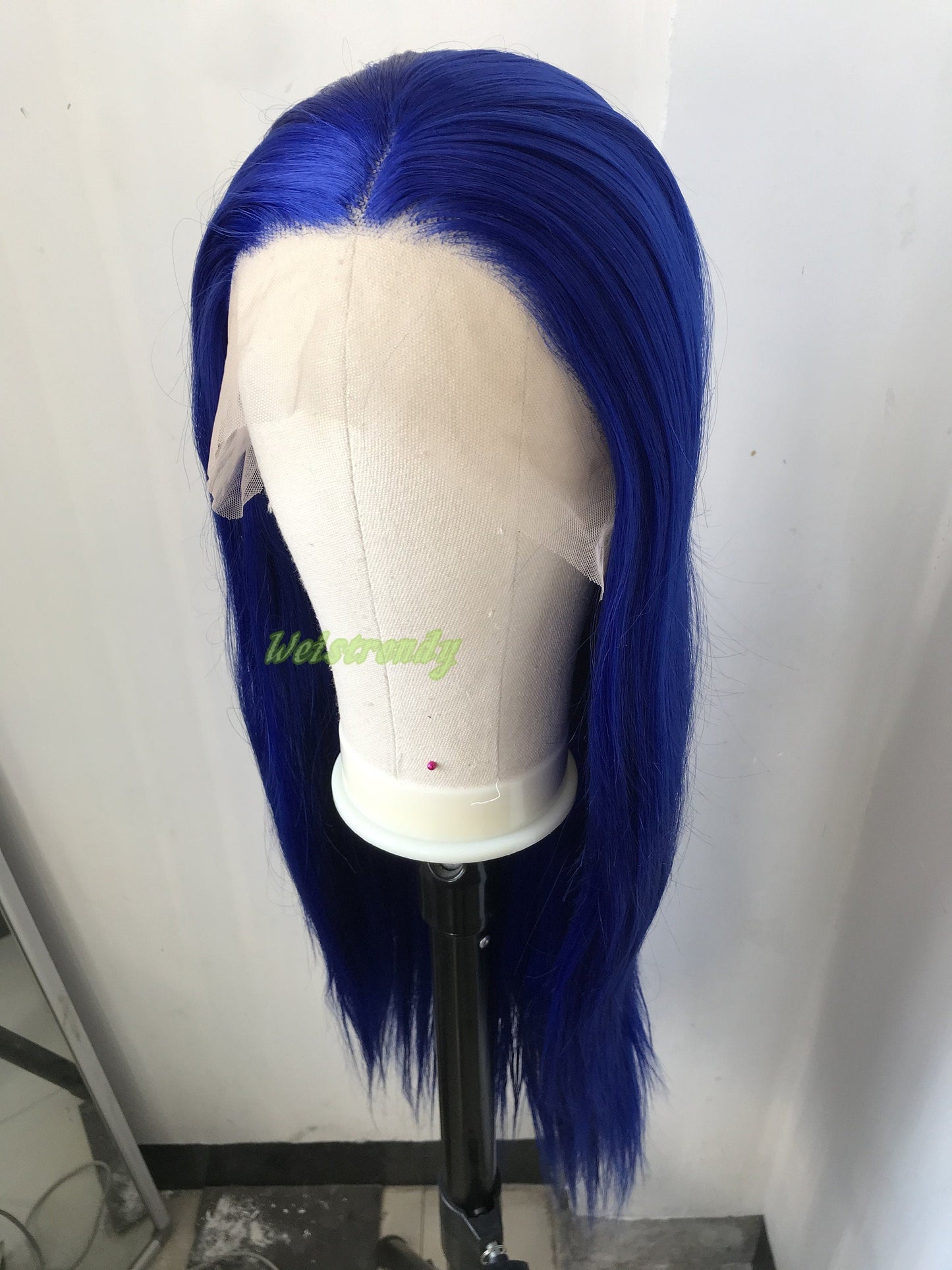 Bright Blue Long Straight Hair Premium Synthetic Lace Frontal Wigs Multi Part | Heat Safe