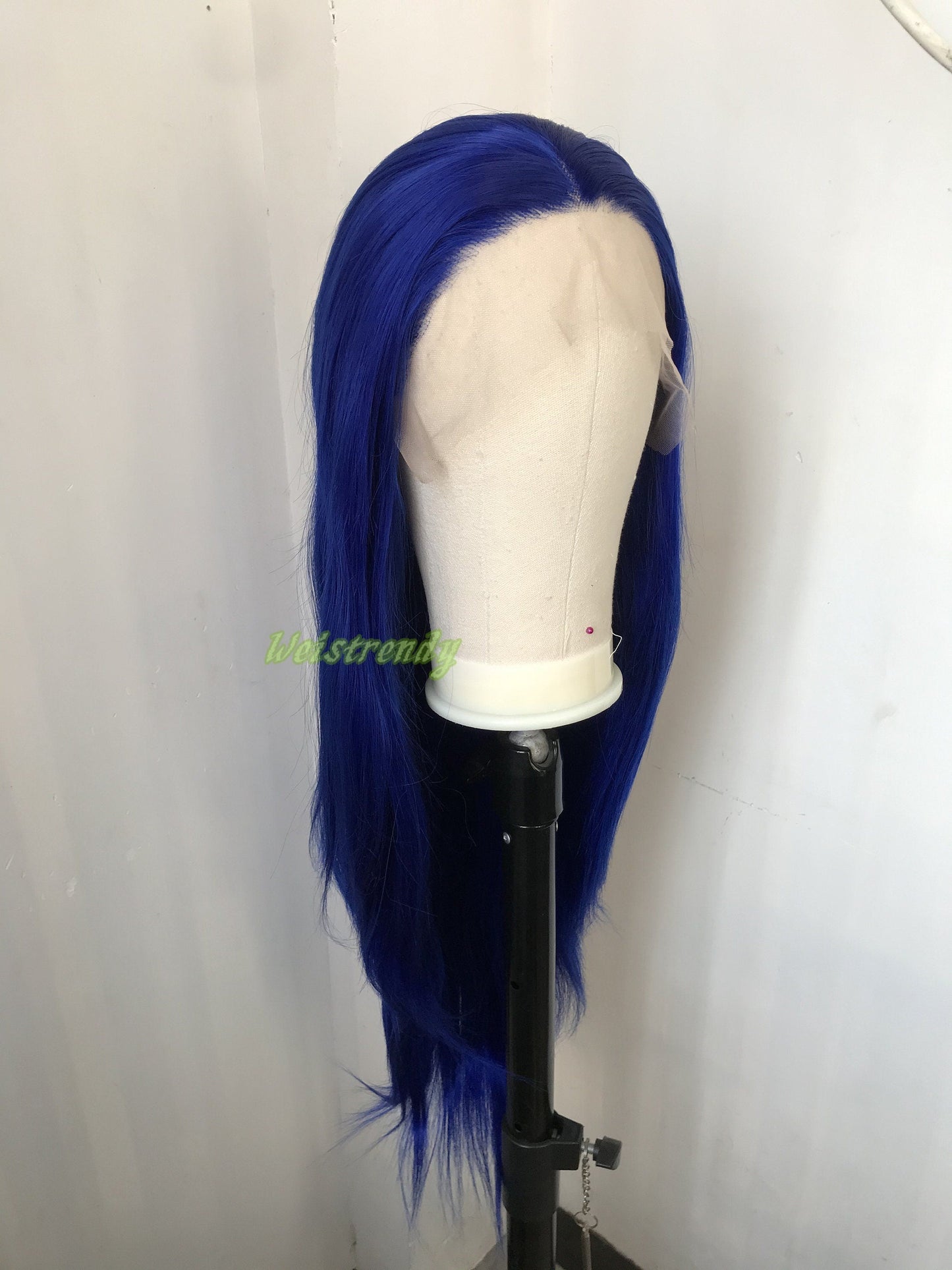 Bright Blue Long Straight Hair Premium Synthetic Lace Frontal Wigs Multi Part | Heat Safe