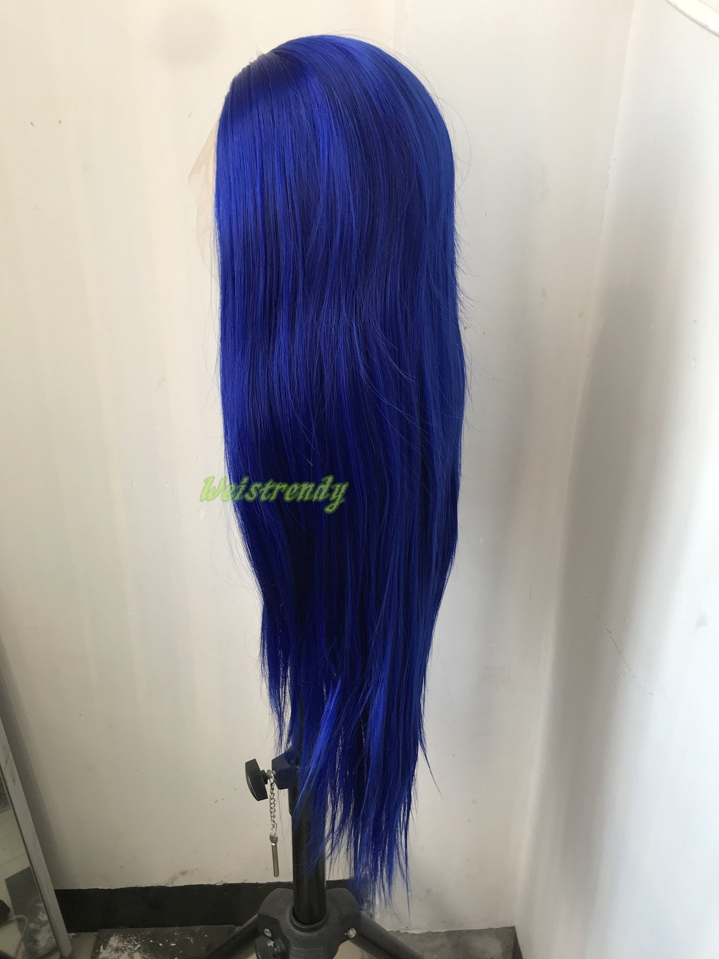 Bright Blue Long Straight Hair Premium Synthetic Lace Frontal Wigs Multi Part | Heat Safe