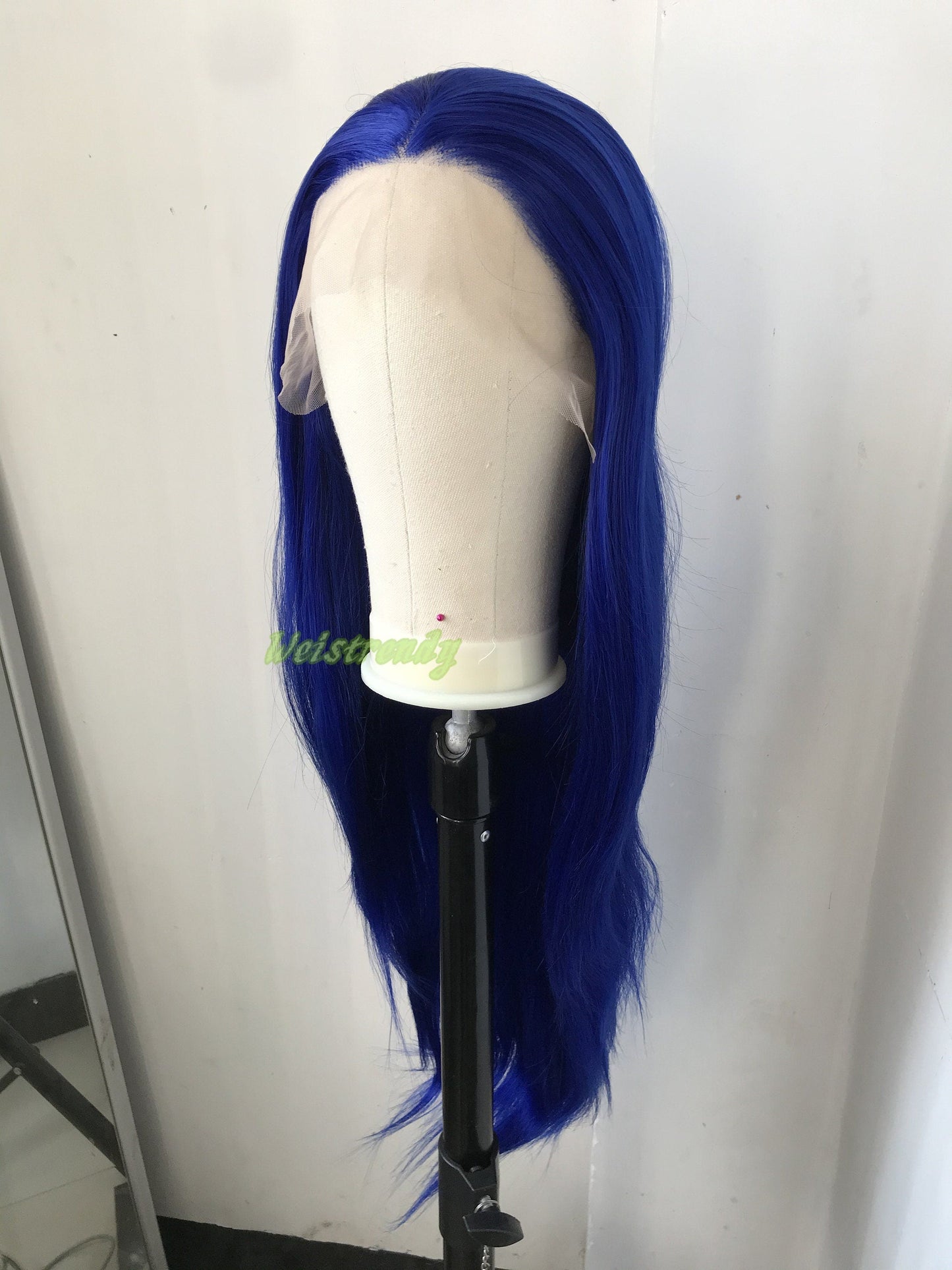 Bright Blue Long Straight Hair Premium Synthetic Lace Frontal Wigs Multi Part | Heat Safe