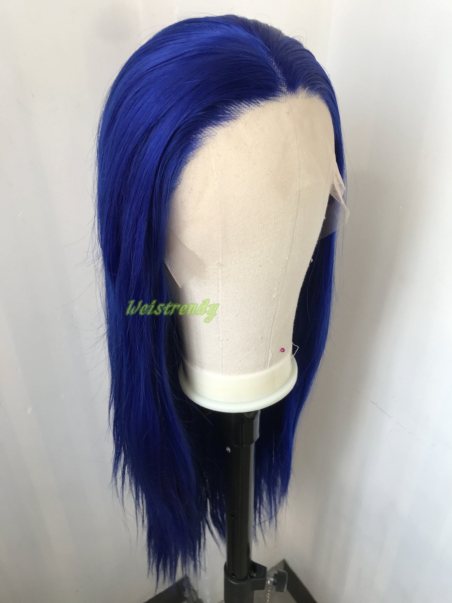 Bright Blue Long Straight Hair Premium Synthetic Lace Frontal Wigs Multi Part | Heat Safe