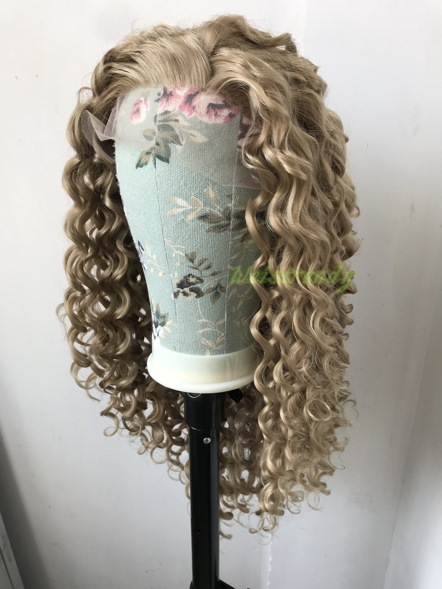 Blonde Long Ring Curls Hair Premium Synthetic Fibre Heat Safe Glueless Lace Frontal Wig