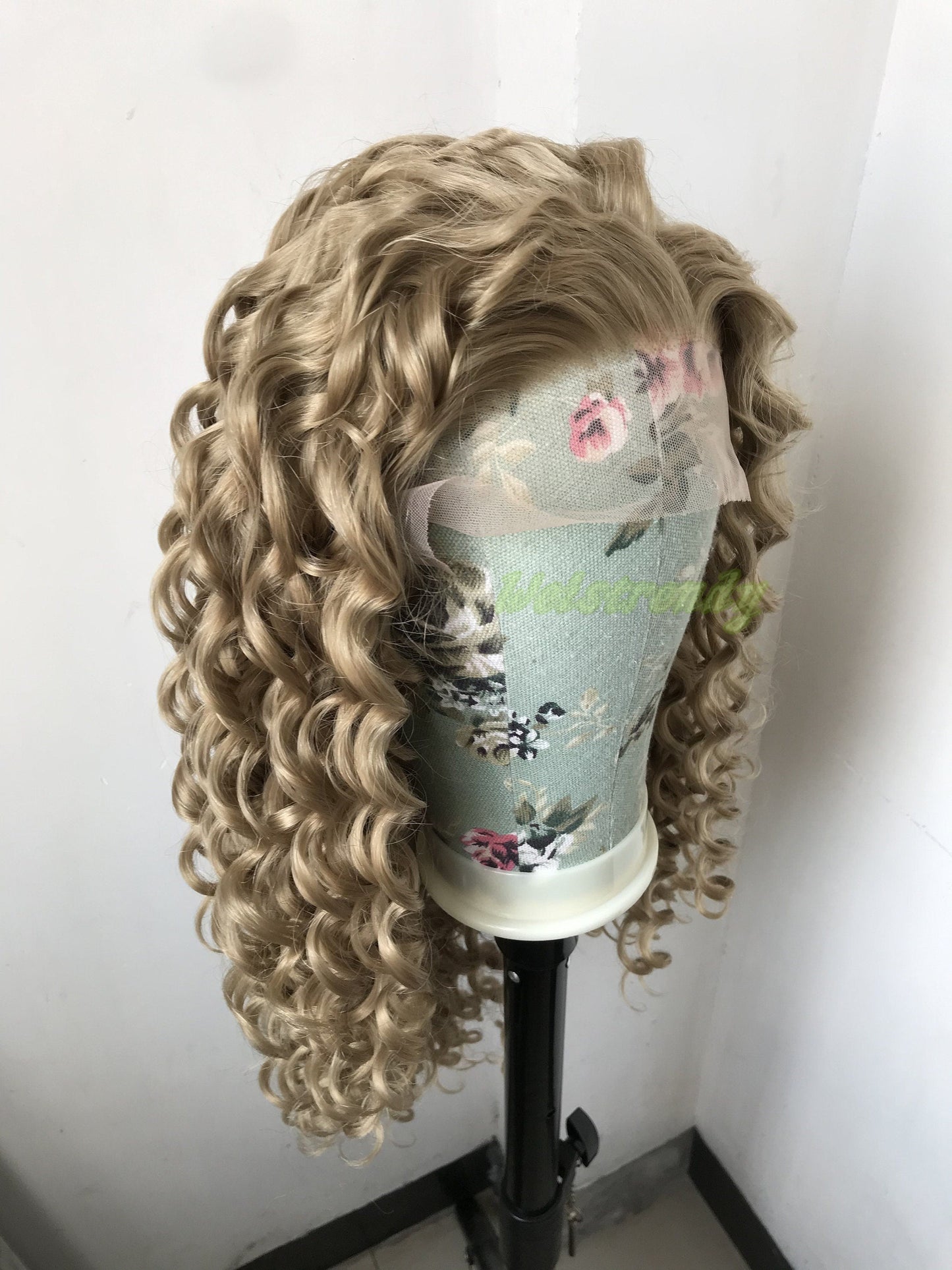 Blonde Long Ring Curls Hair Premium Synthetic Fibre Heat Safe Glueless Lace Frontal Wig