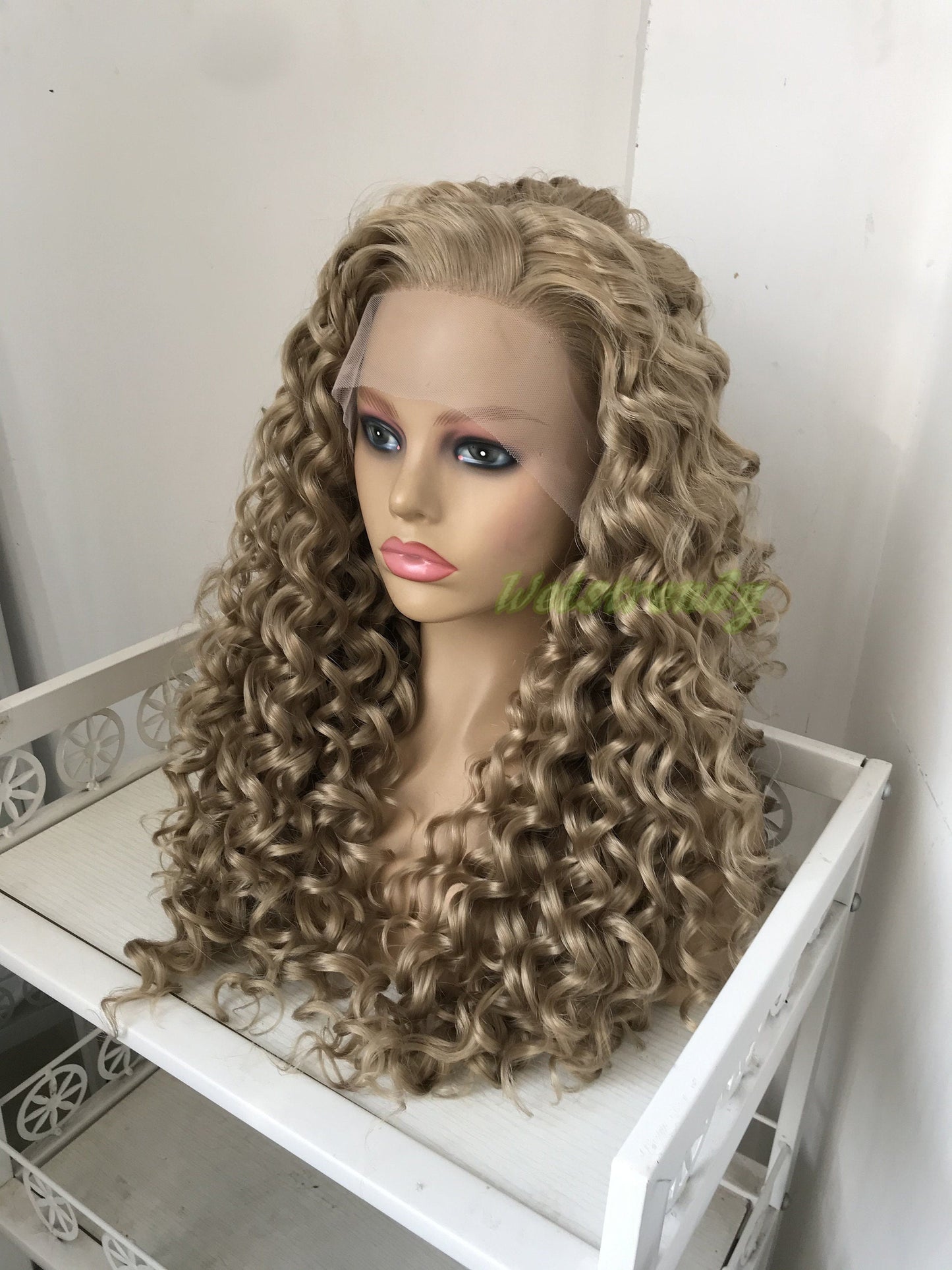 Blonde Long Ring Curls Hair Premium Synthetic Fibre Heat Safe Glueless Lace Frontal Wig