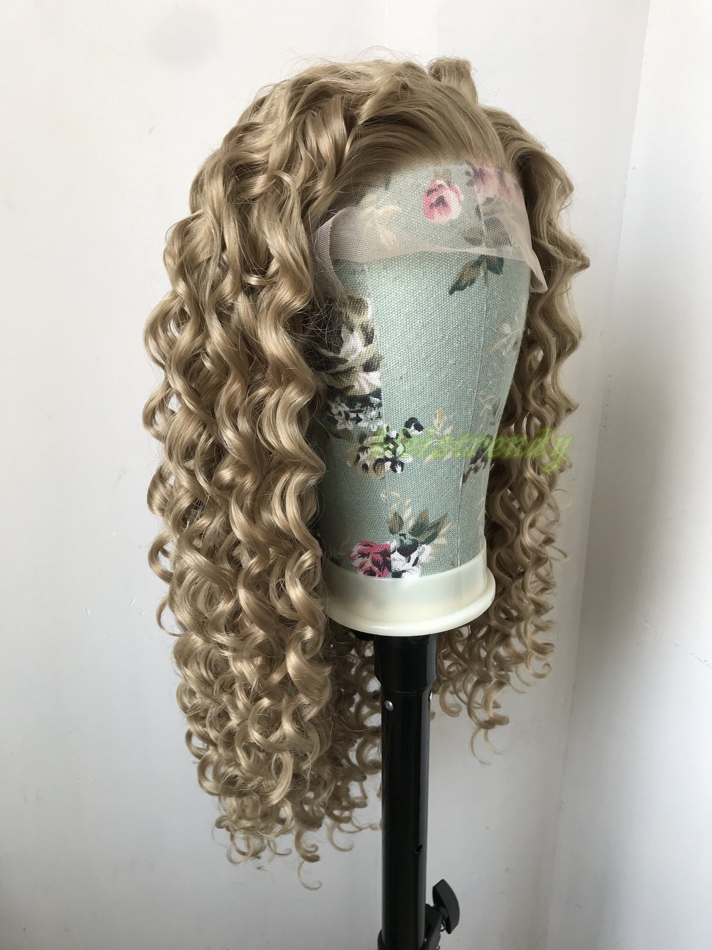 Blonde Long Ring Curls Hair Premium Synthetic Fibre Heat Safe Glueless Lace Frontal Wig