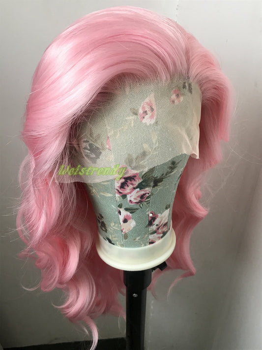 Ice pink | Baby Pink | Light Pink  Long Wavy Hair Wigs Premium Synthetic Soft Swiss Lace Frontal Wigs Heat Safe Realistic
