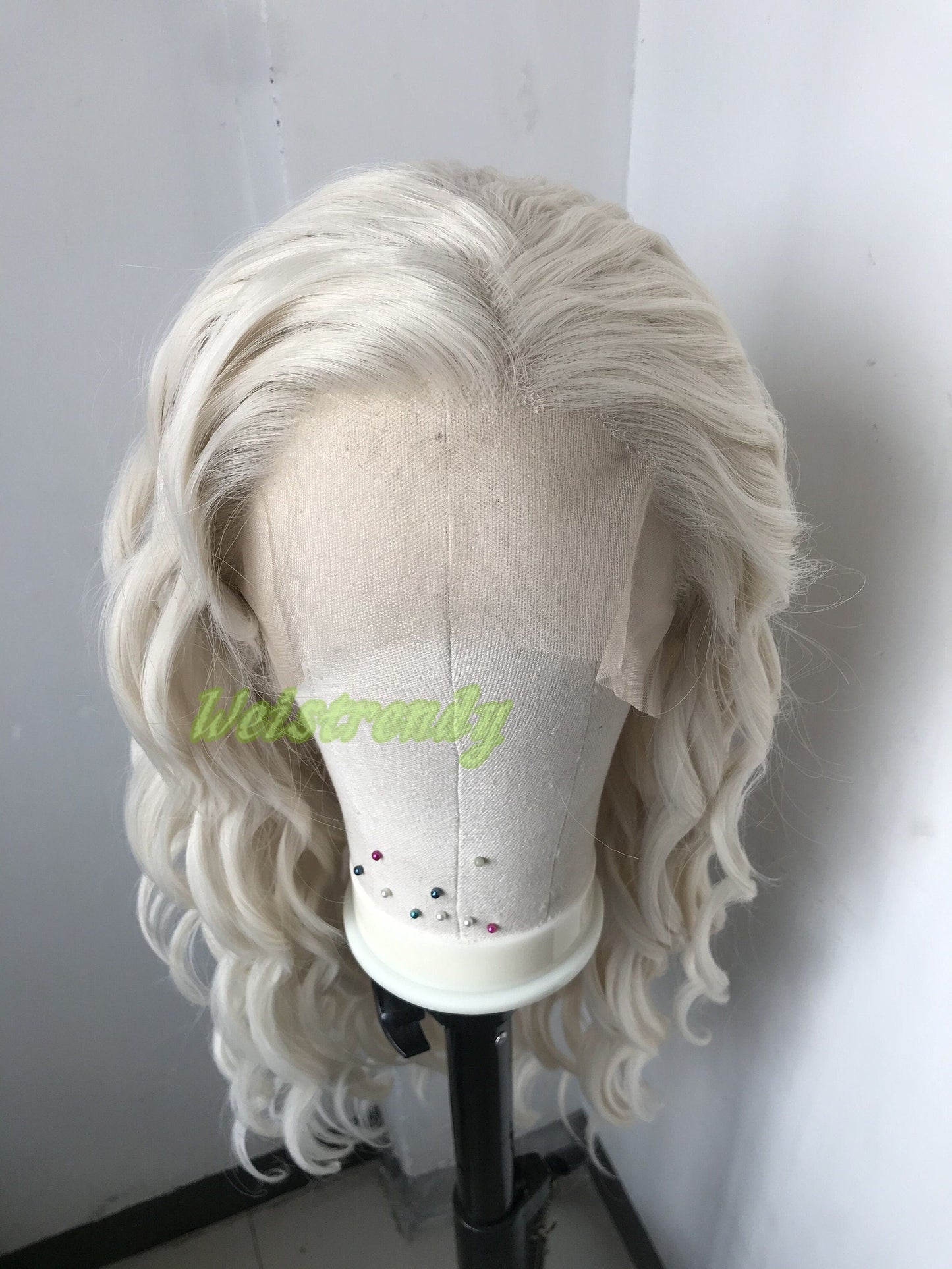 Beige Blonde 24in Long Beachy Wavy Hair Premium Synthetic Swiss Lace Frontal Wig Free Partting Heat Safe