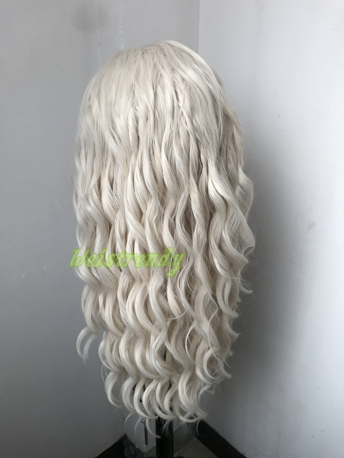 Beige Blonde 24in Long Beachy Wavy Hair Premium Synthetic Swiss Lace Frontal Wig Free Partting Heat Safe