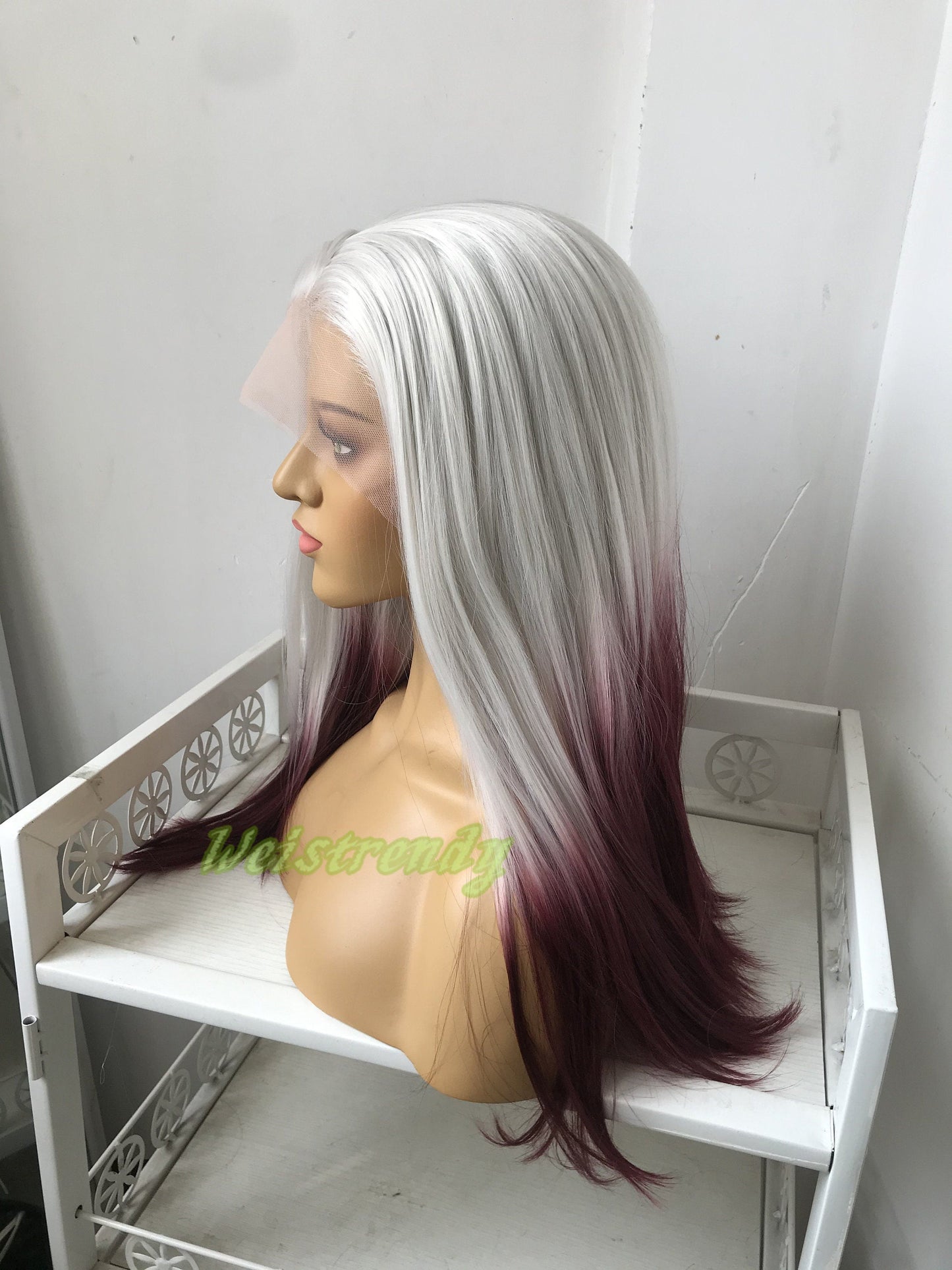 Ash Blonde Burgundy | Wine Red Ombre Long Straight Hair Premium Synthetic Lace frontal Wig Heat Safe