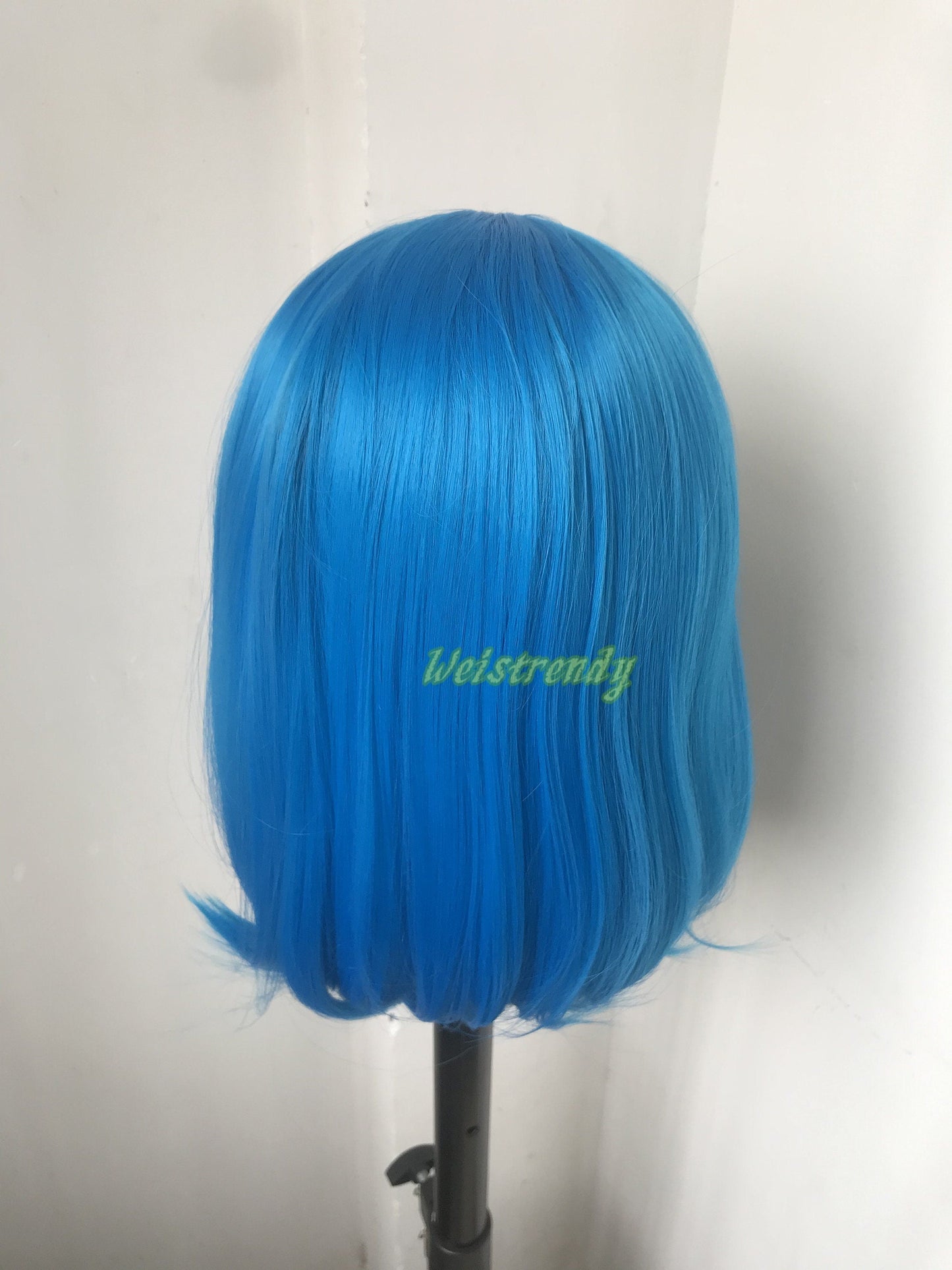 Bright Blue Short Straight BOB Hair Premium Synthetic Lace Frontal Wig with Natural Hairline