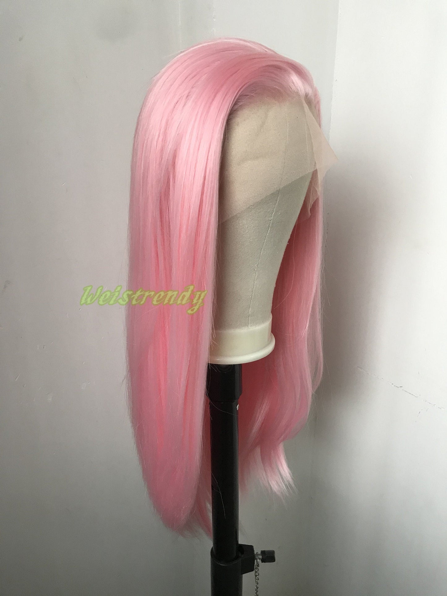 Pastel Pink | Ice Pink Long Straight Hair Premium Synthetic Lace Front Wig Realistic Heat Friendly