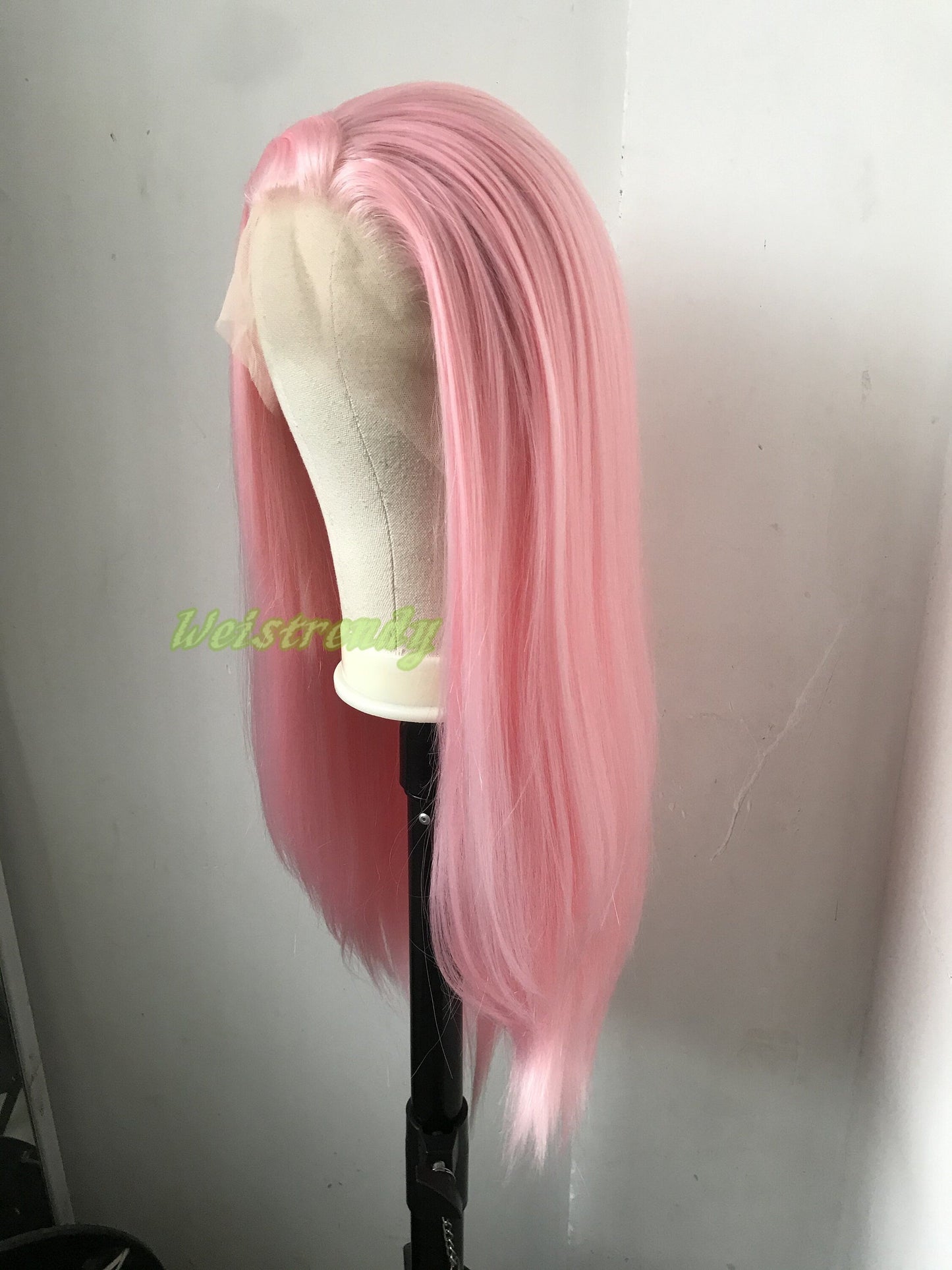 Pastel Pink | Ice Pink Long Straight Hair Premium Synthetic Lace Front Wig Realistic Heat Friendly
