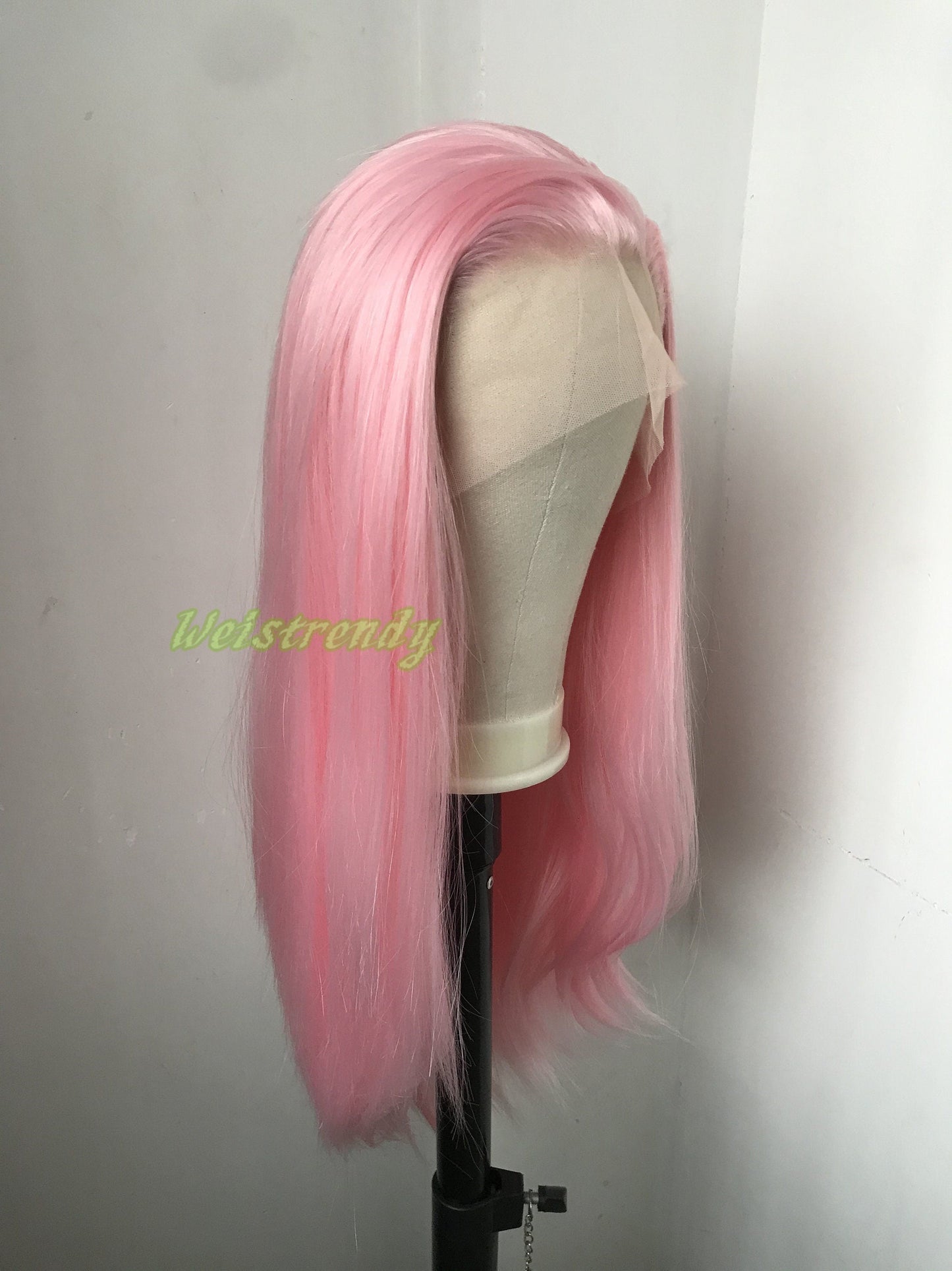 Pastel Pink | Ice Pink Long Straight Hair Premium Synthetic Lace Front Wig Realistic Heat Friendly