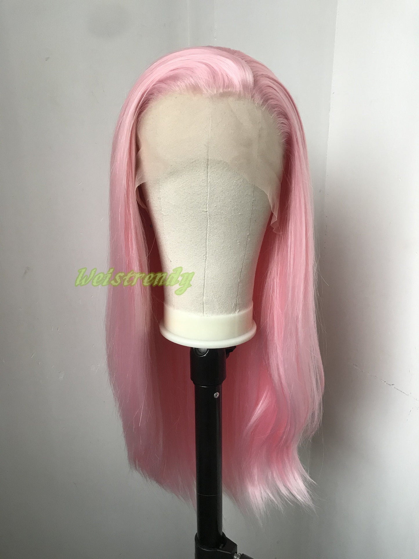 Pastel Pink | Ice Pink Long Straight Hair Premium Synthetic Lace Front Wig Realistic Heat Friendly