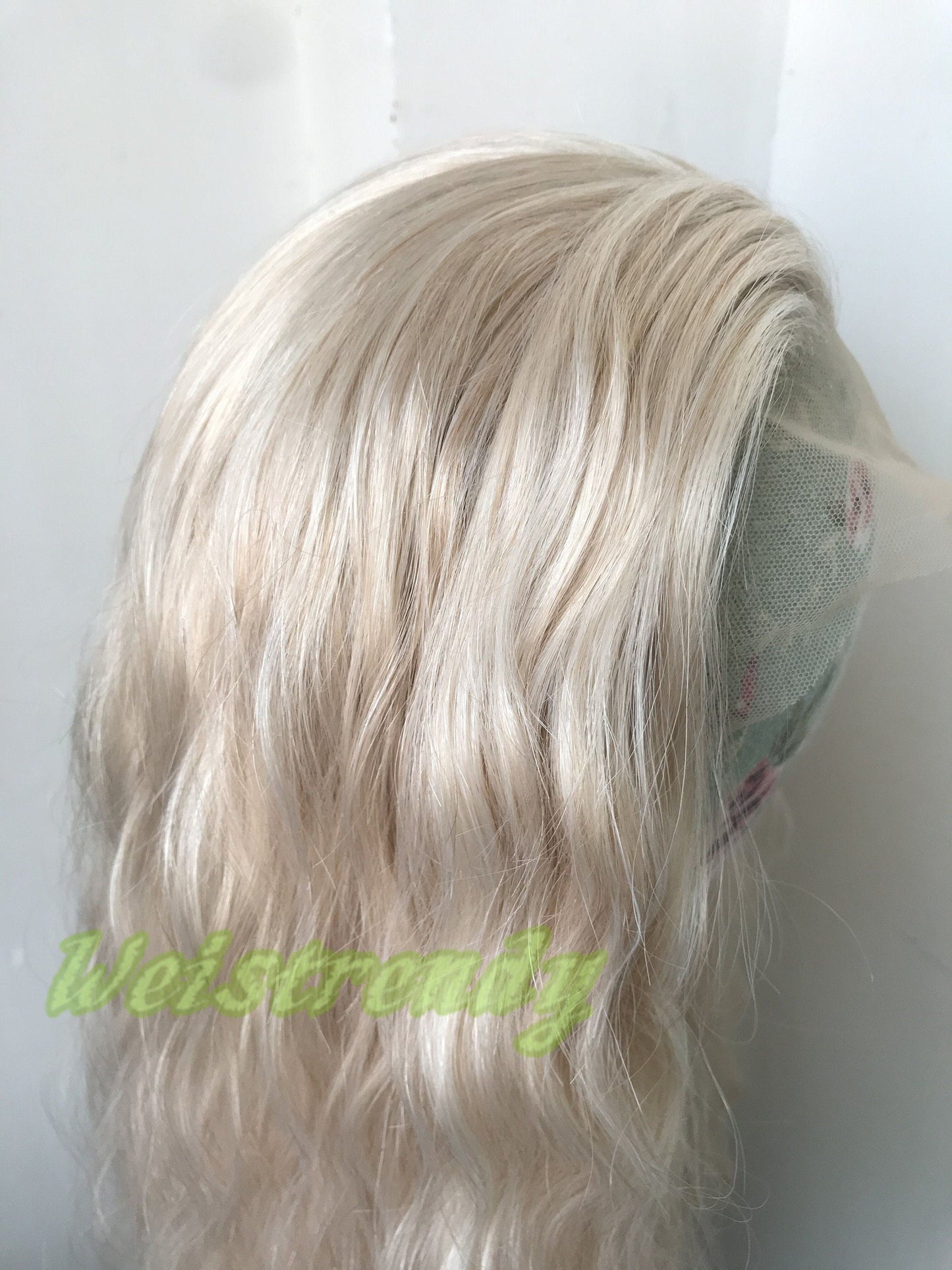Mixed Platinum Blonde Peach Tone Blonde Long Loose Waves Hair Wig Premium Synthetic Soft Swiss Lace Front Wig Free Parting