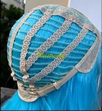 Blue Ombre Black Wig Butterfly Cut and Long Straight Hair with Dip Dyed Bangs Synthetic No lace Cosplay Wig Fun Wigs Heat Safe