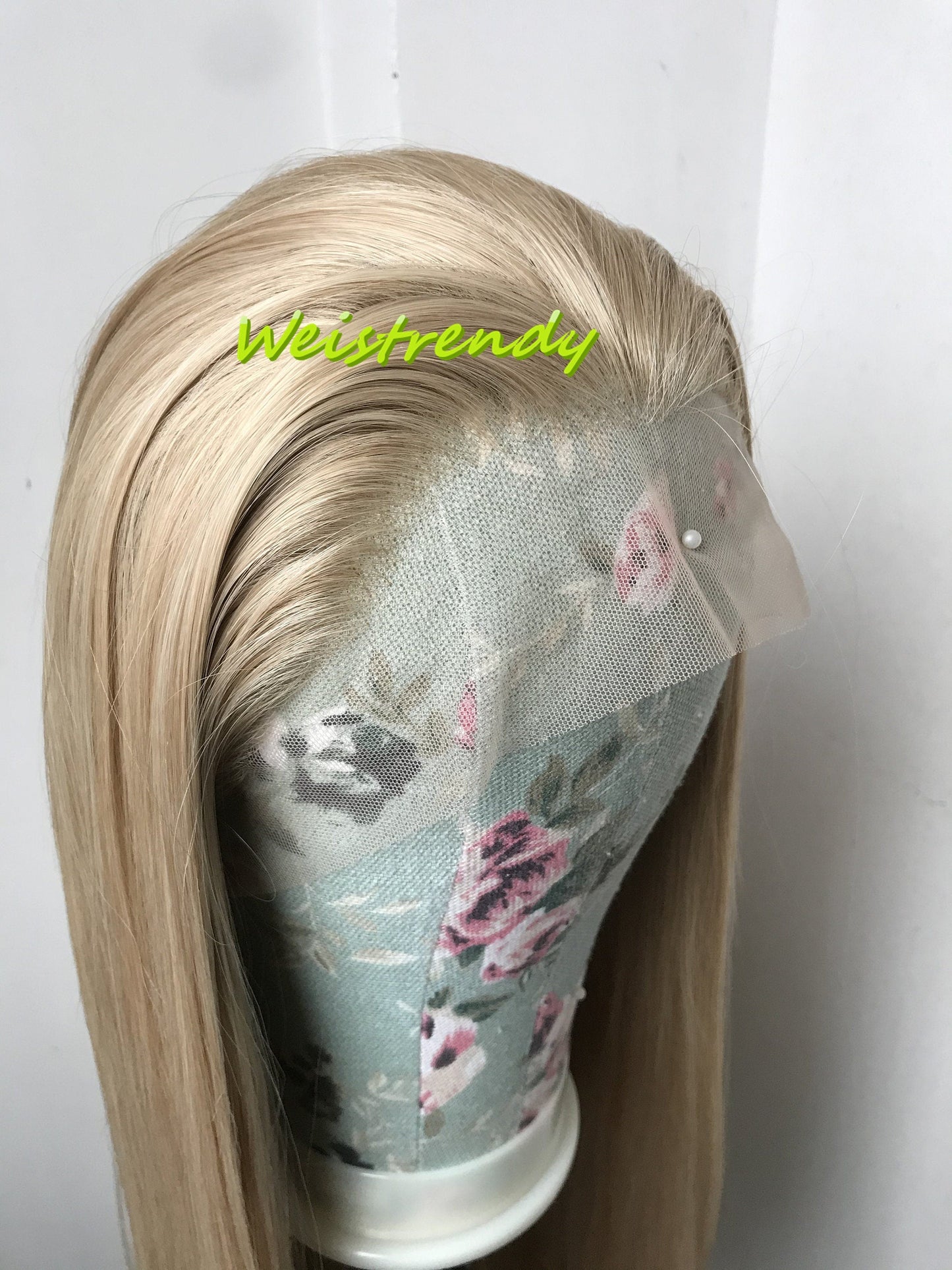 Ash Blonde 28in Long Straight Hair Premium Synthetic Lace Front Wig Multi Parting