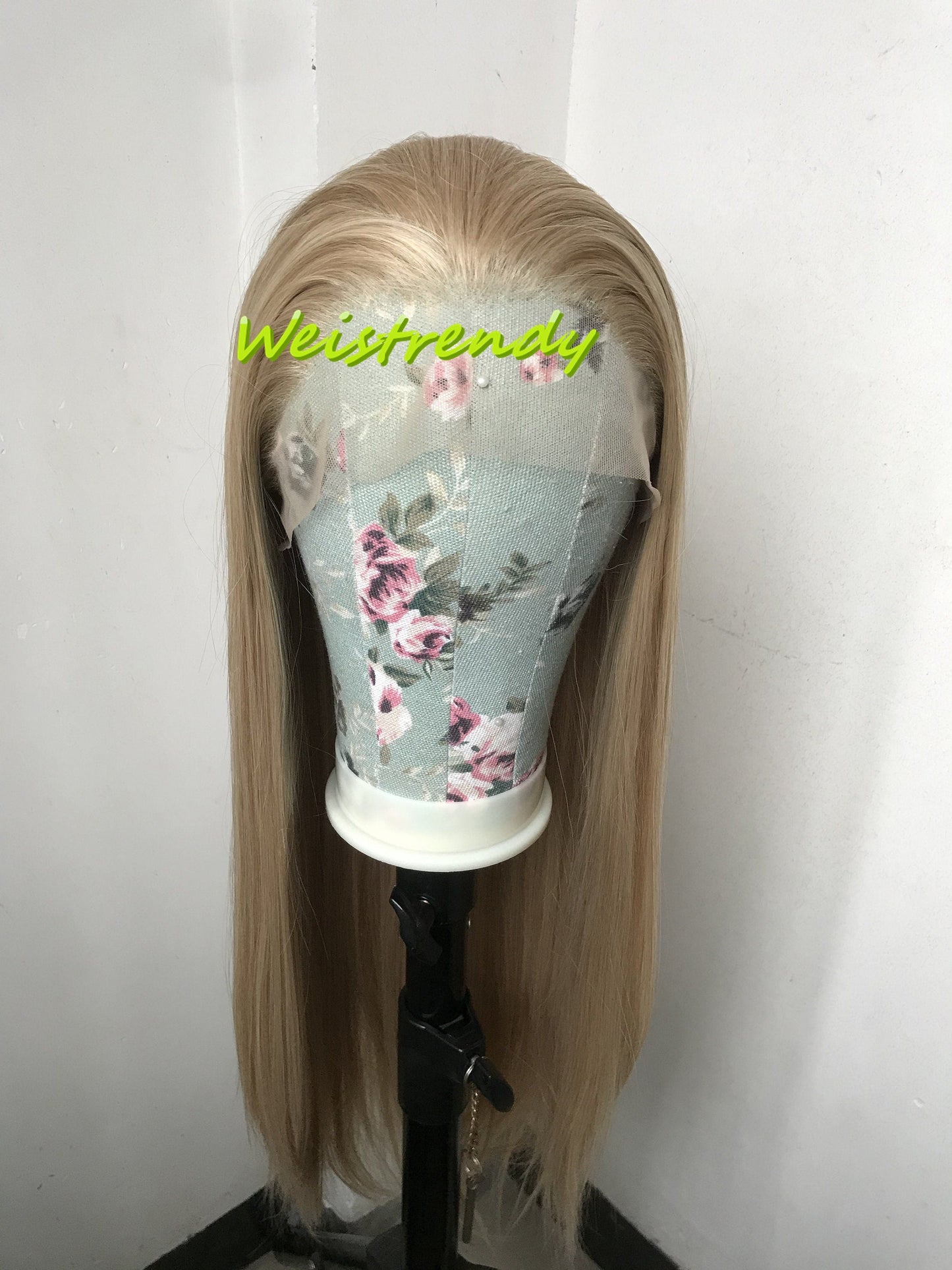 Ash Blonde 28in Long Straight Hair Premium Synthetic Lace Front Wig Multi Parting