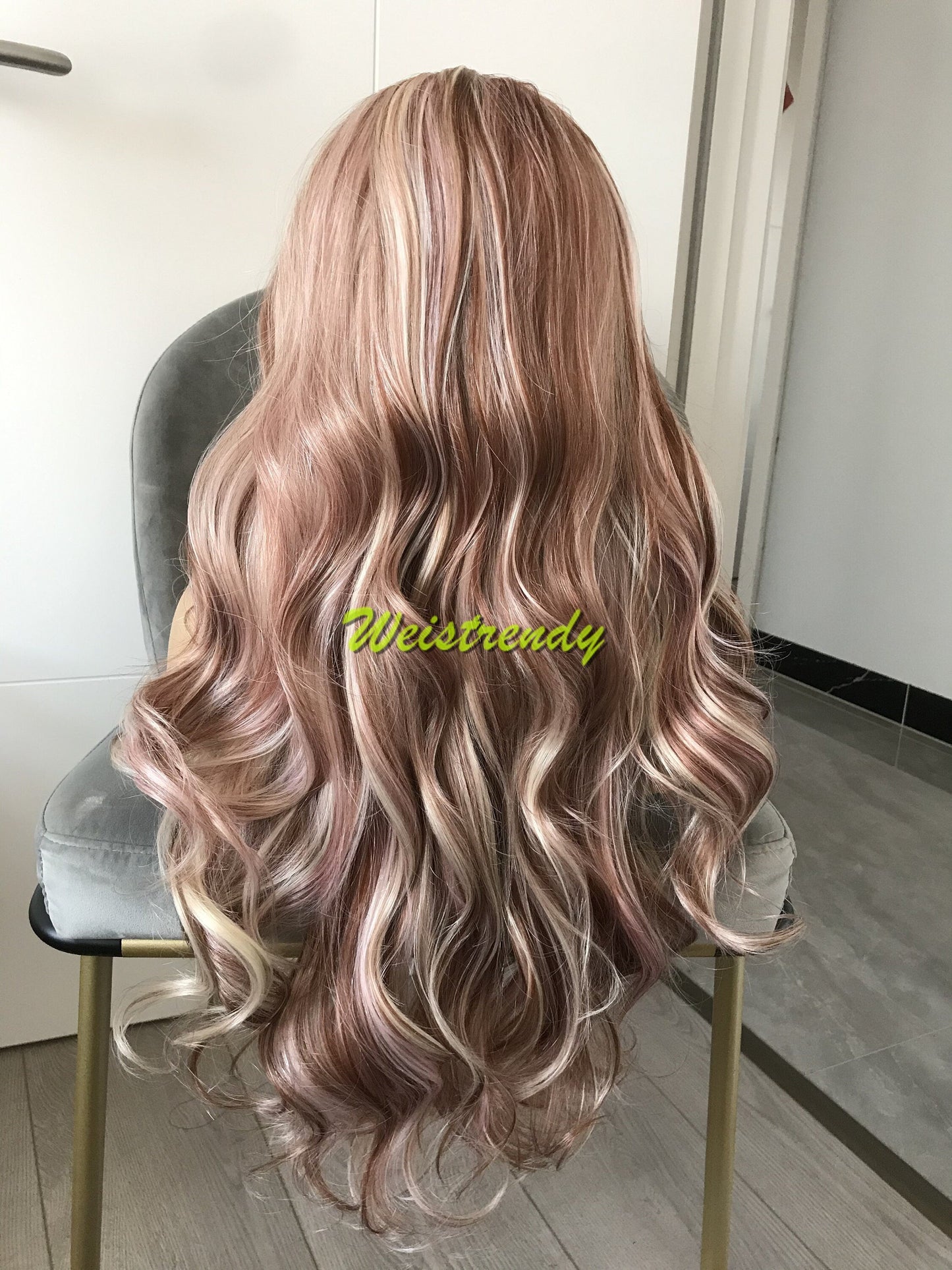 Inspired by Shale - Pink Blonde Brown Mixed Colors Body Wave Lace Frontal Multi Part Wig Realistic