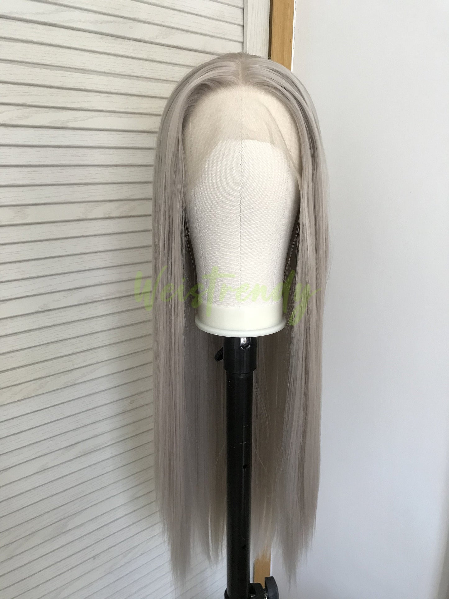 Ash Blonde | Grey Long Straight Hair Synthetic Soft Swiss Lace Front Wig Heat Safe Free Parting
