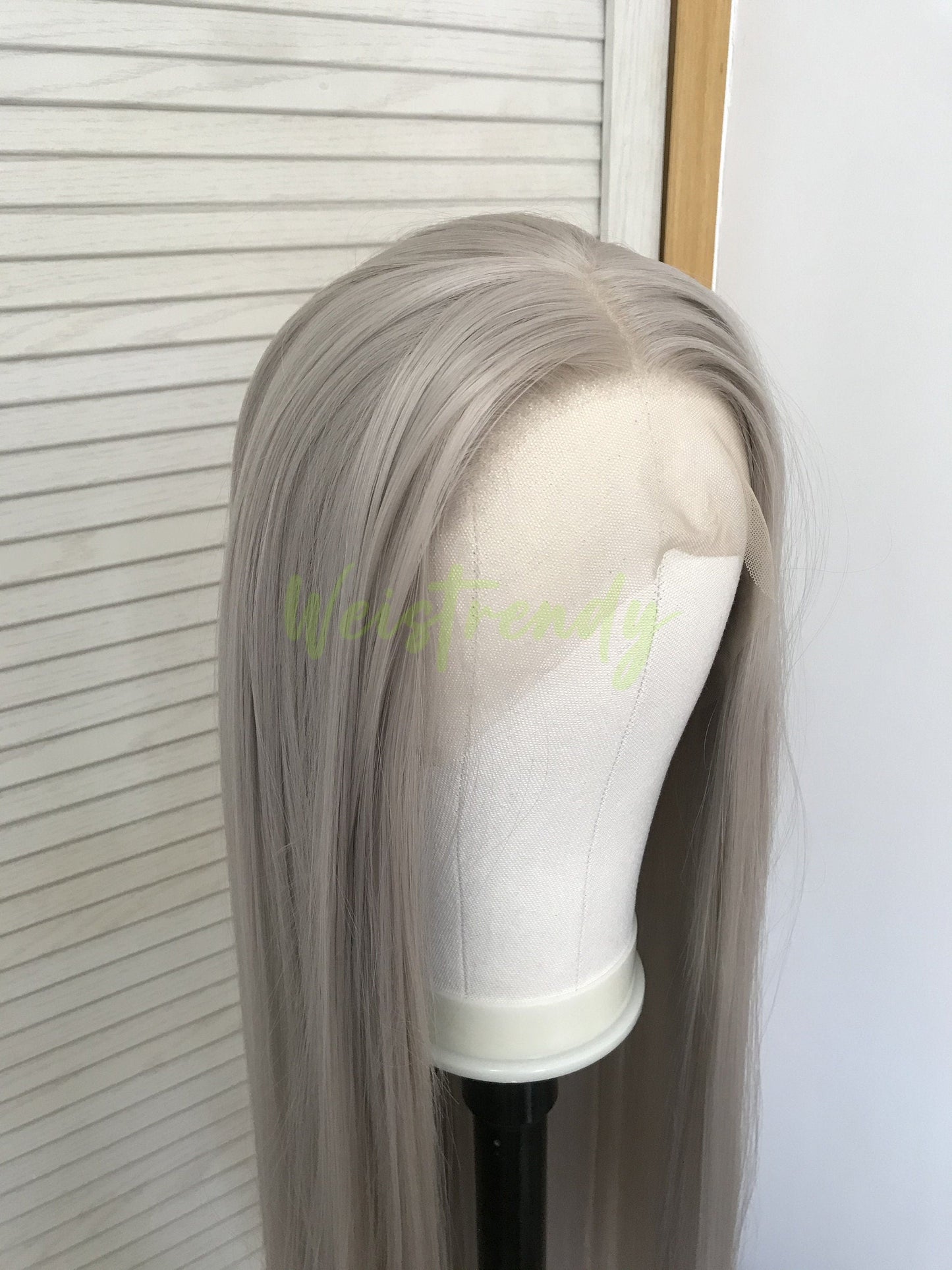 Ash Blonde | Grey Long Straight Hair Synthetic Soft Swiss Lace Front Wig Heat Safe Free Parting