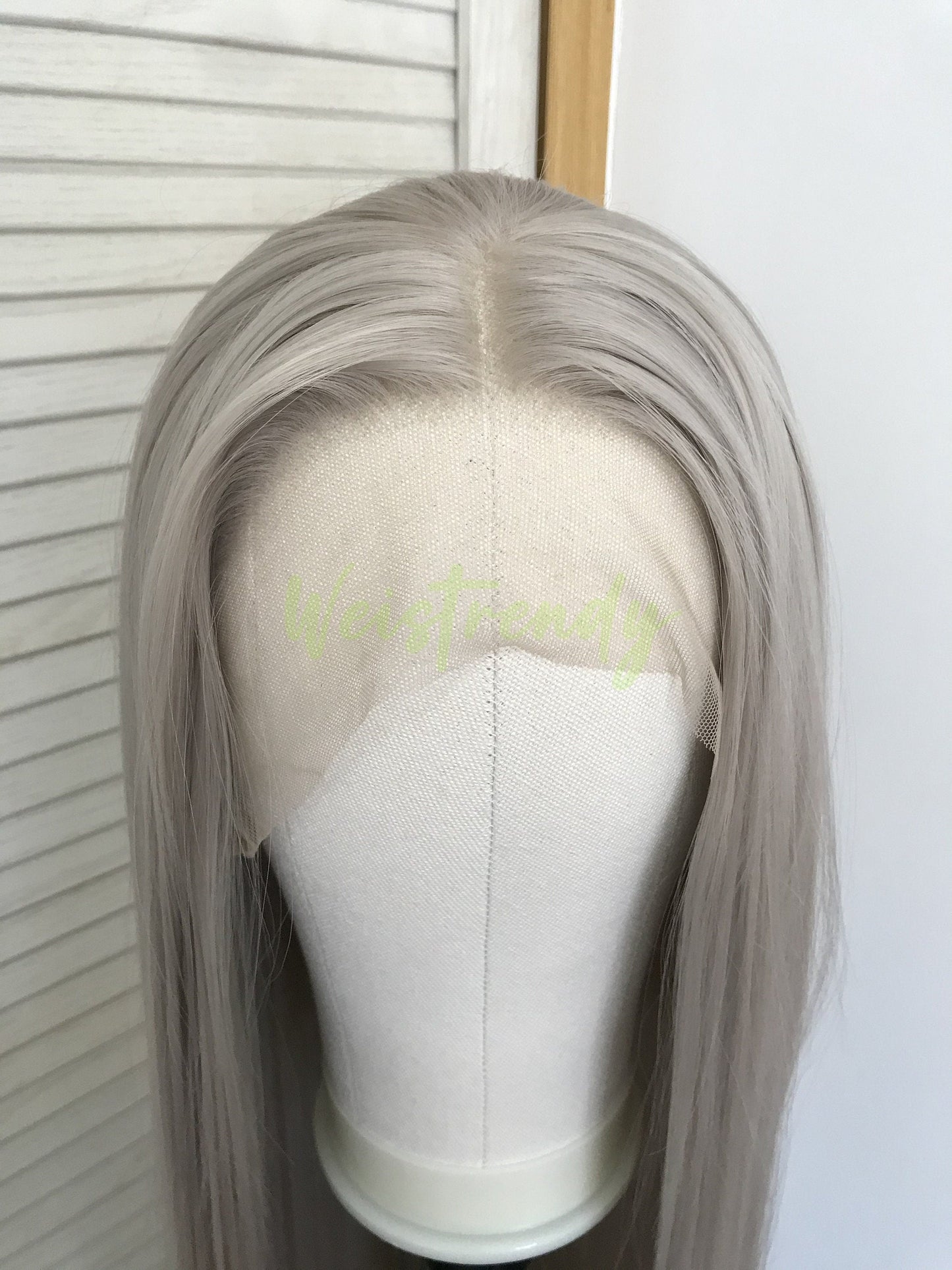 Ash Blonde | Grey Long Straight Hair Synthetic Soft Swiss Lace Front Wig Heat Safe Free Parting