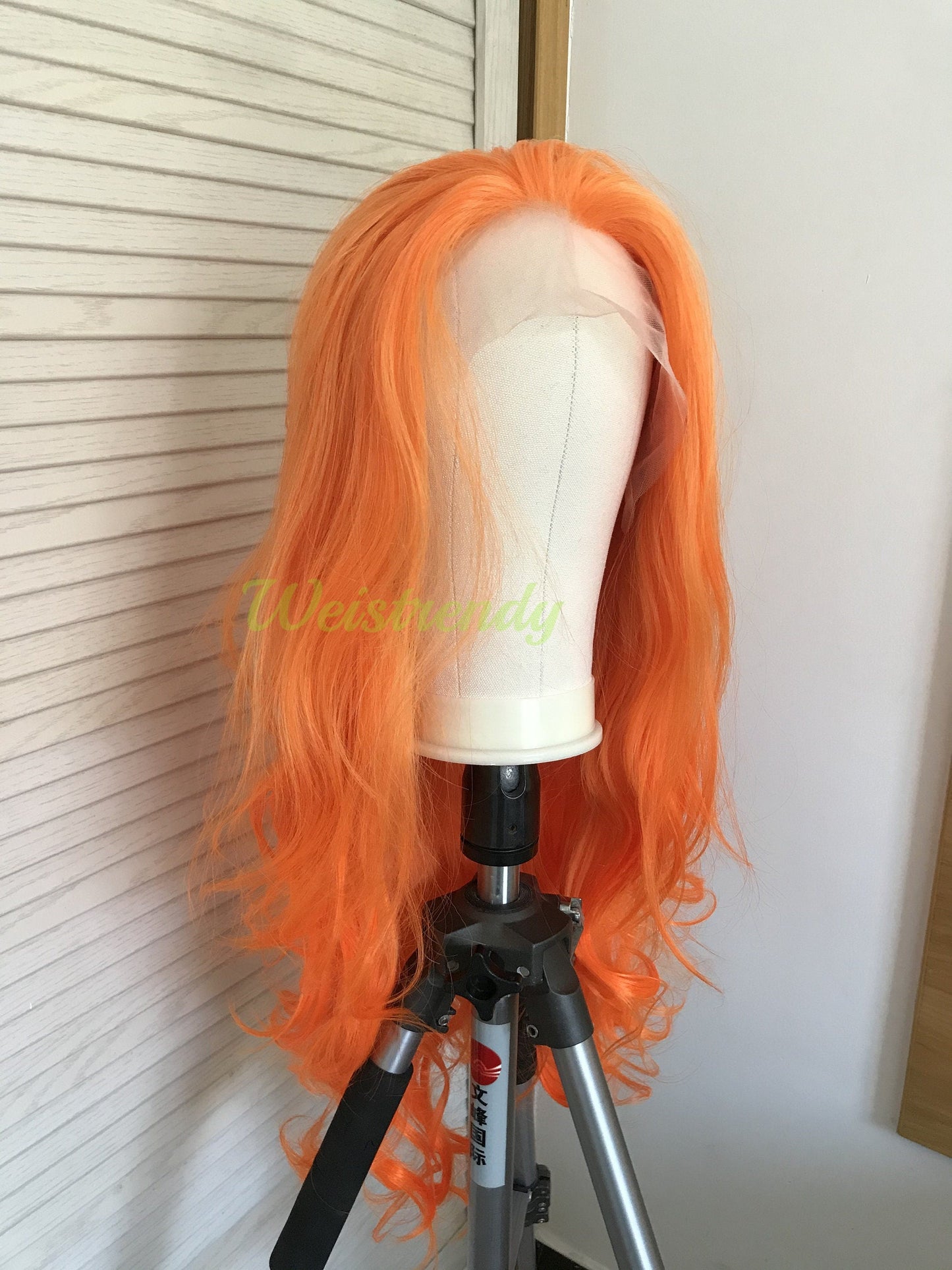 Orange Juice Bright Orange Ombre Long Wavy Hair Premium Synthetic Lace Frontal Wig Heat Safe