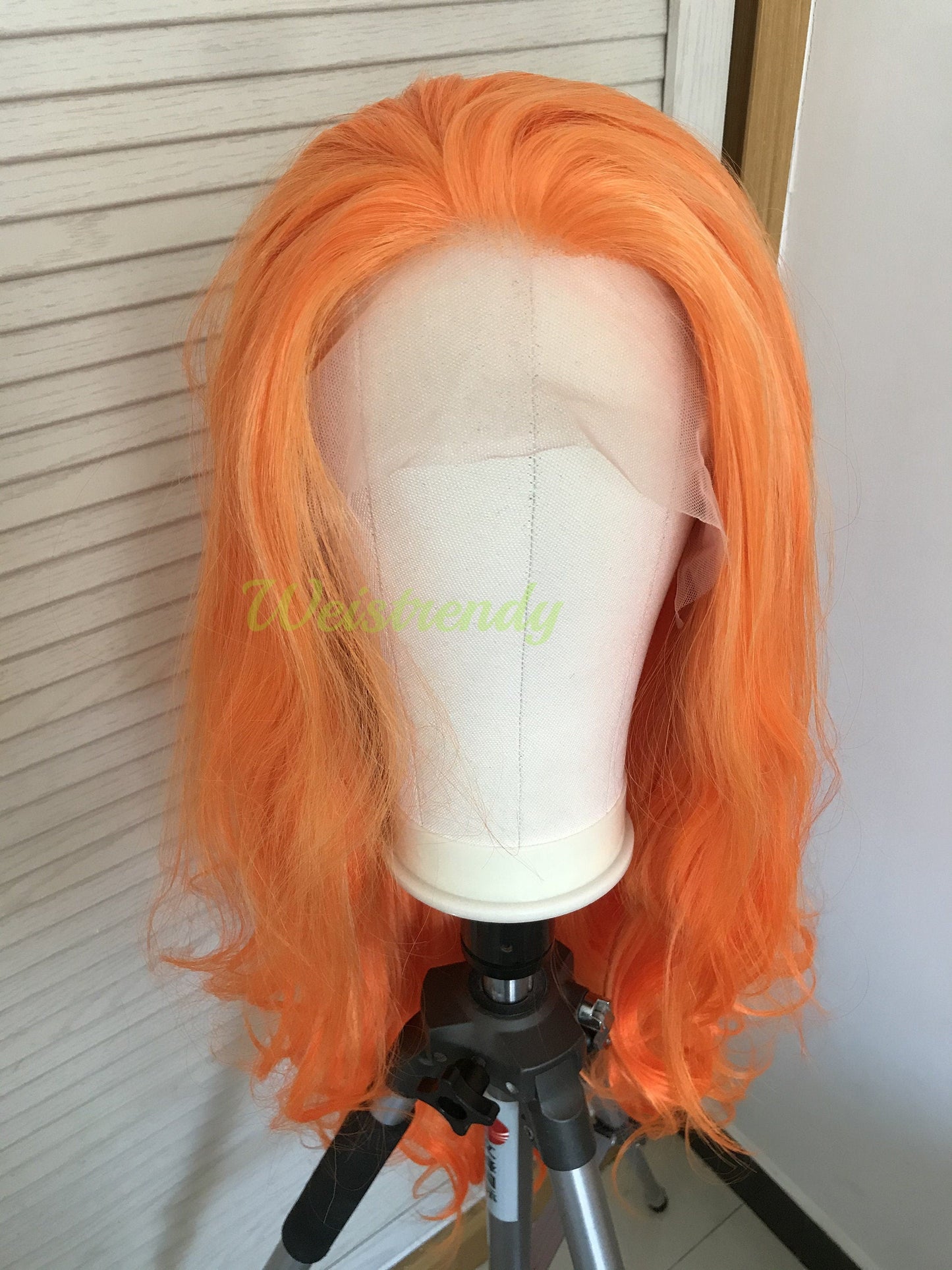 Orange Juice Bright Orange Ombre Long Wavy Hair Premium Synthetic Lace Frontal Wig Heat Safe