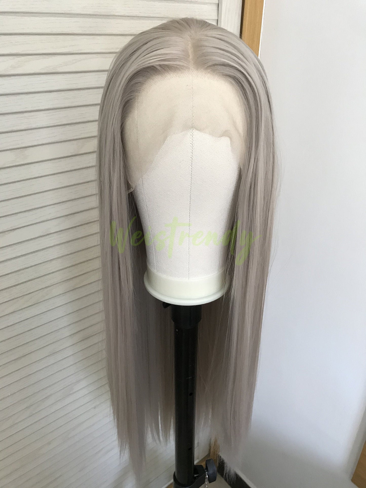Ash Blonde | Grey Long Straight Hair Synthetic Soft Swiss Lace Front Wig Heat Safe Free Parting