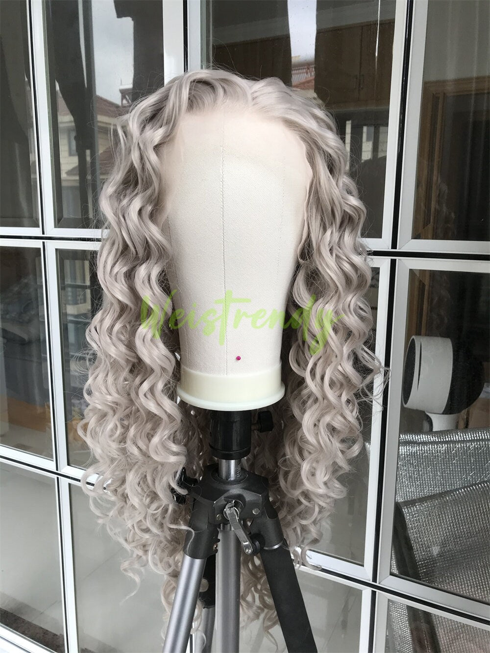Ash Blonde Long Ring Curls Wigs Premium Synthetic Fibre Heat Safe Glueless Lace Frontal Wig