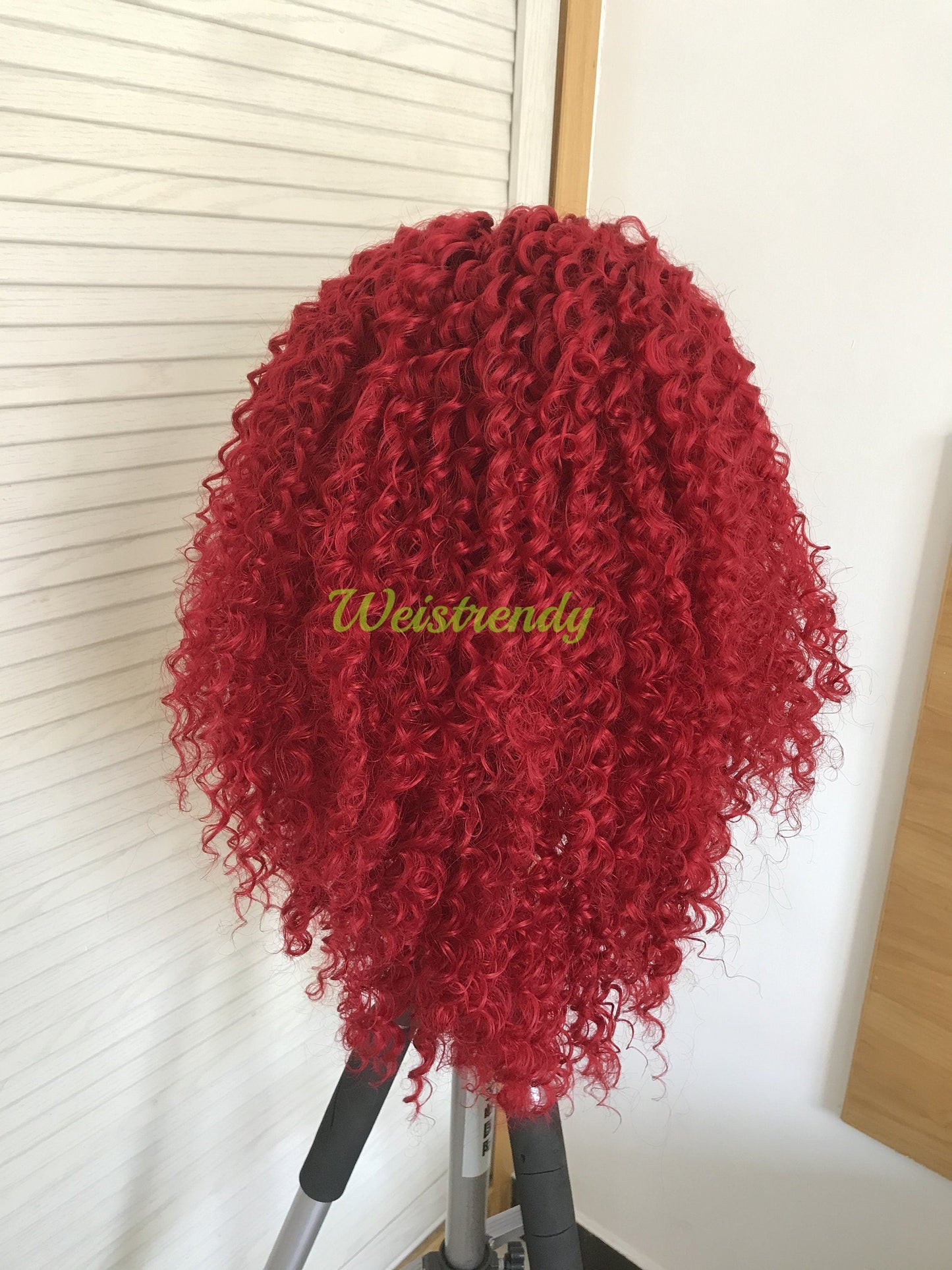 Dark Red Shade Long Spiral Curls Synthetic Lace Front Wig Heat Safe