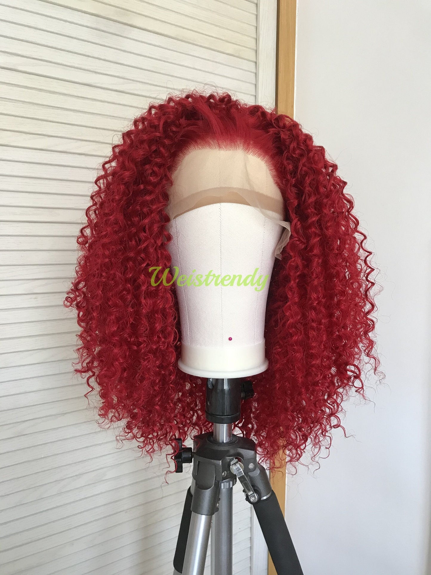 Dark Red Shade Long Spiral Curls Synthetic Lace Front Wig Heat Safe