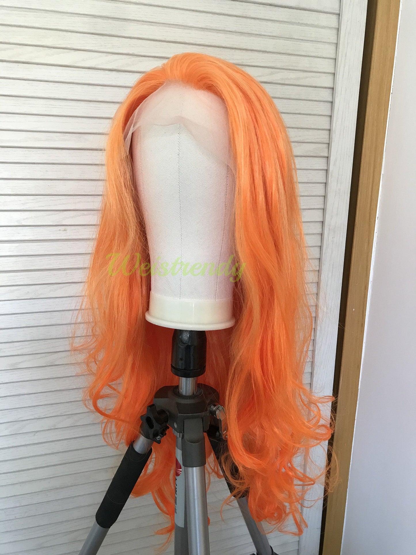 Orange Juice Bright Orange Ombre Long Wavy Hair Premium Synthetic Lace Frontal Wig Heat Safe
