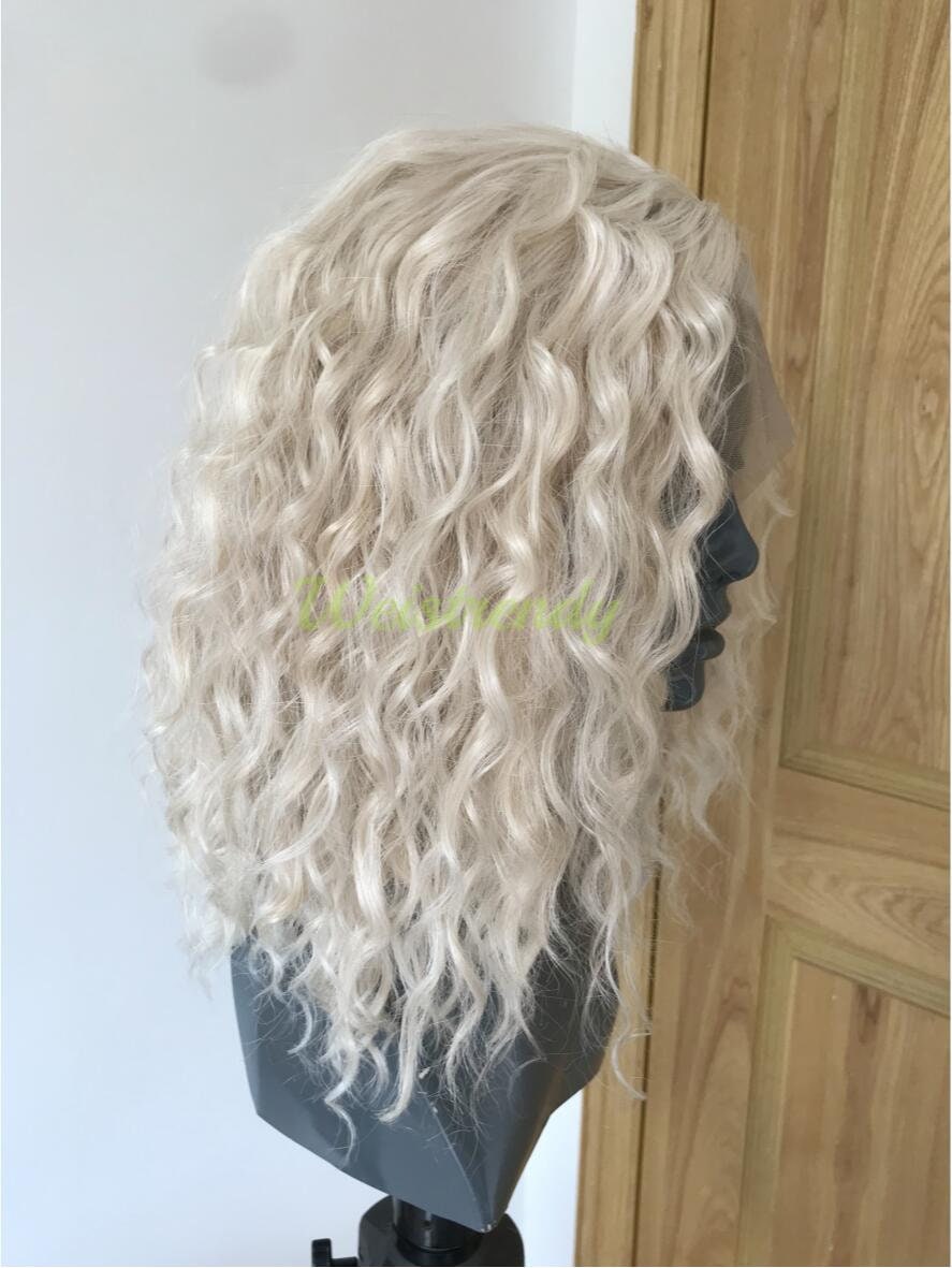 Mixed Blonde Short Spiral Curls Wavy Hair Synthetic Lace Frontal Wig Side Parting